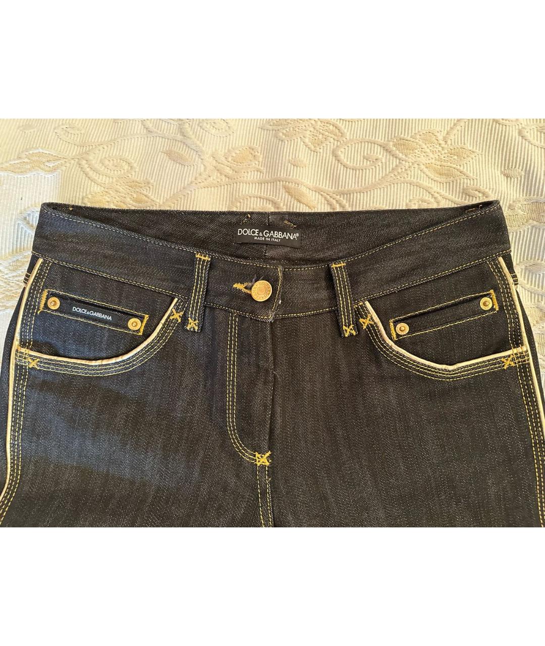DOLCE&GABBANA Черные хлопко-полиэстеровые прямые джинсы, фото 4