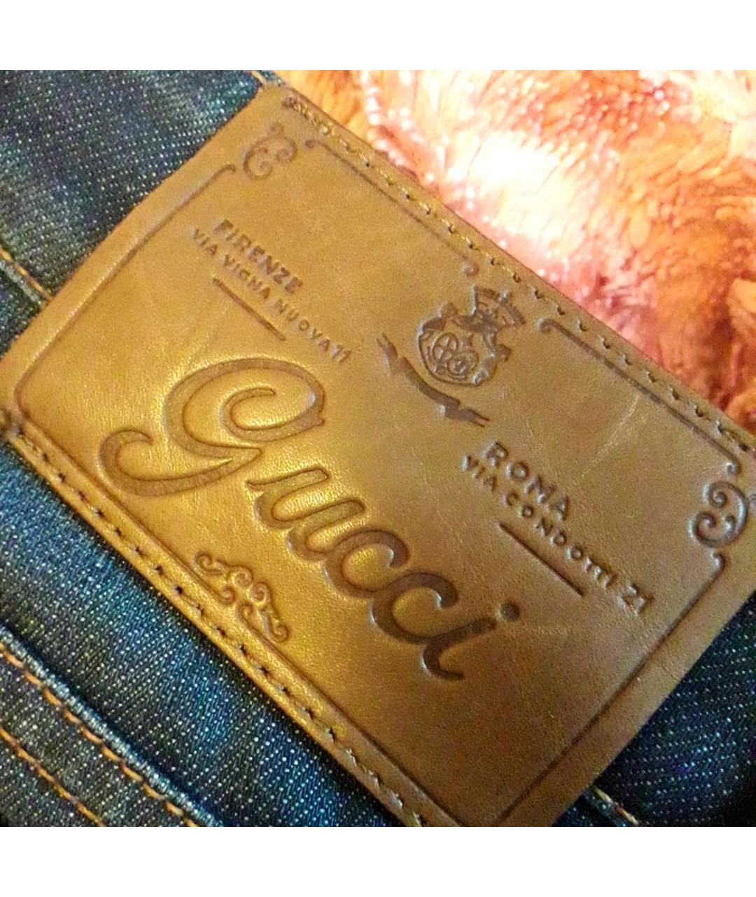 GUCCI Темно-синие хлопковые прямые джинсы, фото 5