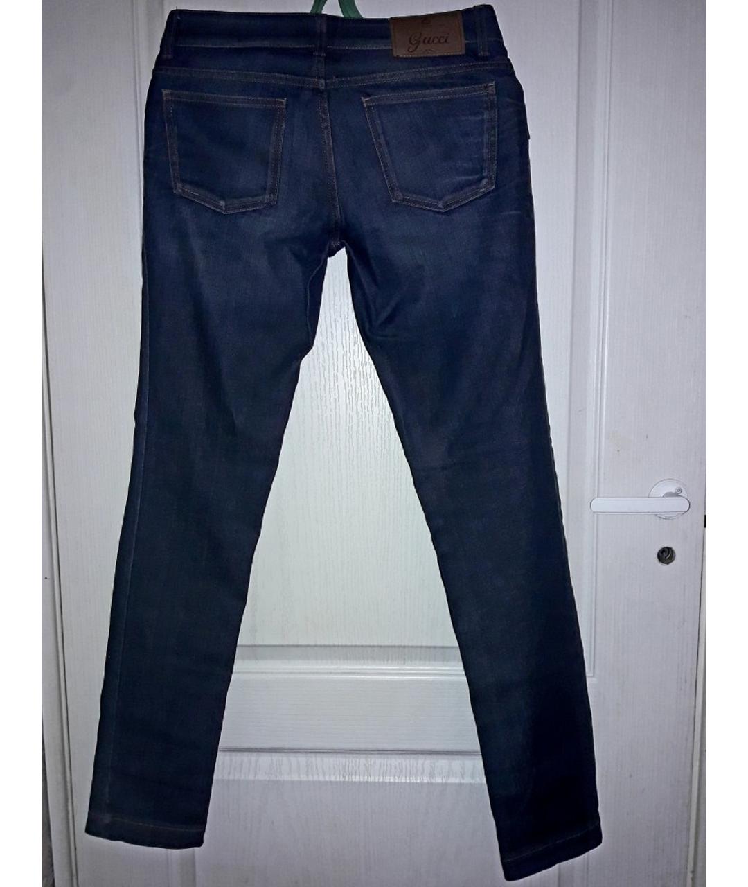 GUCCI Темно-синие хлопковые прямые джинсы, фото 2