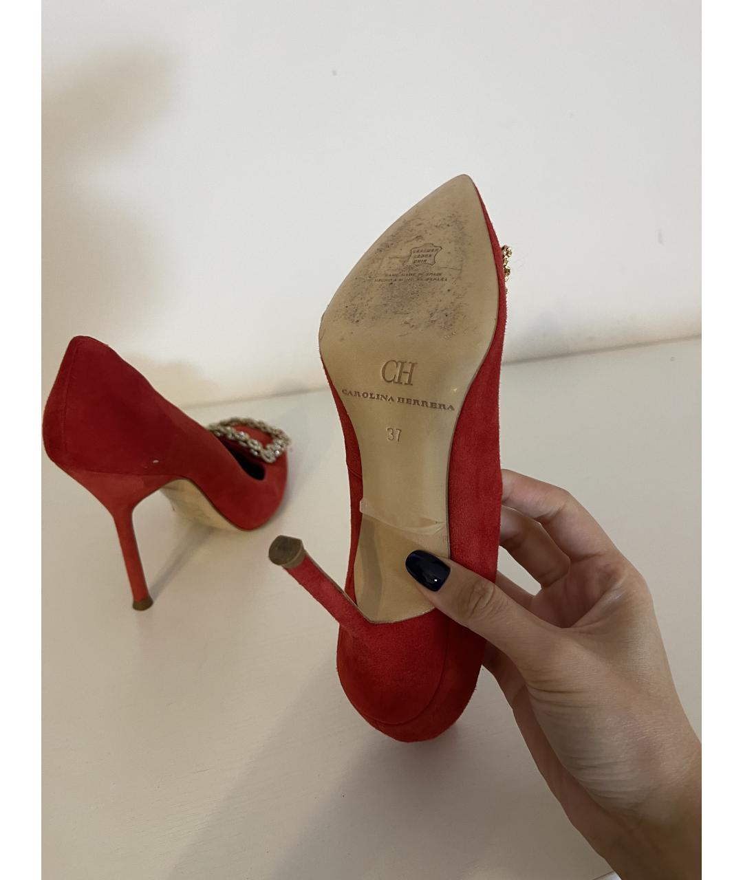 CAROLINA HERRERA Красные замшевые туфли, фото 3