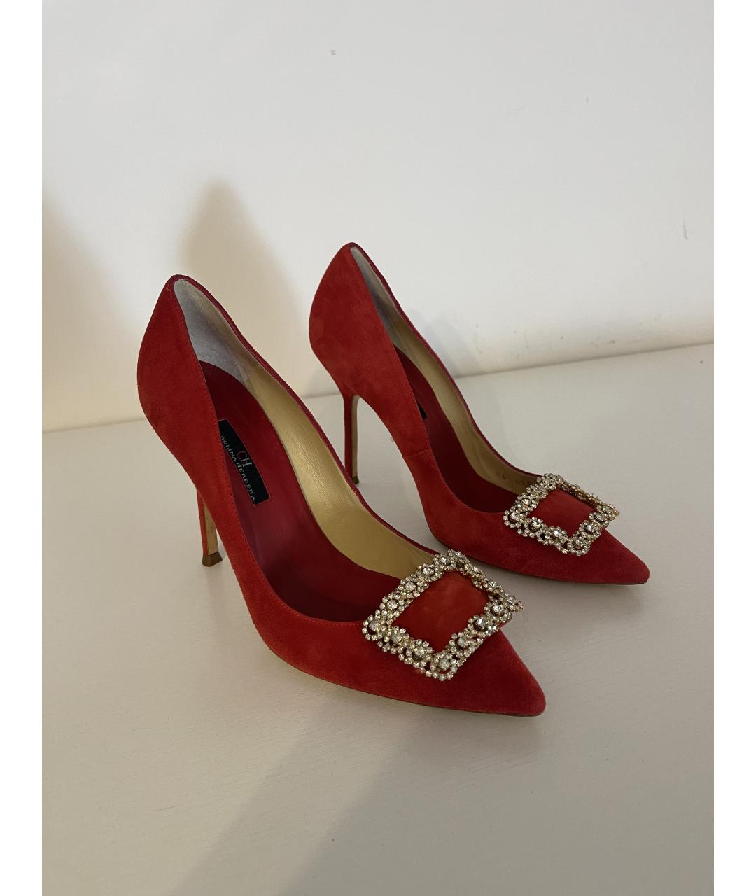 CAROLINA HERRERA Красные замшевые туфли, фото 6