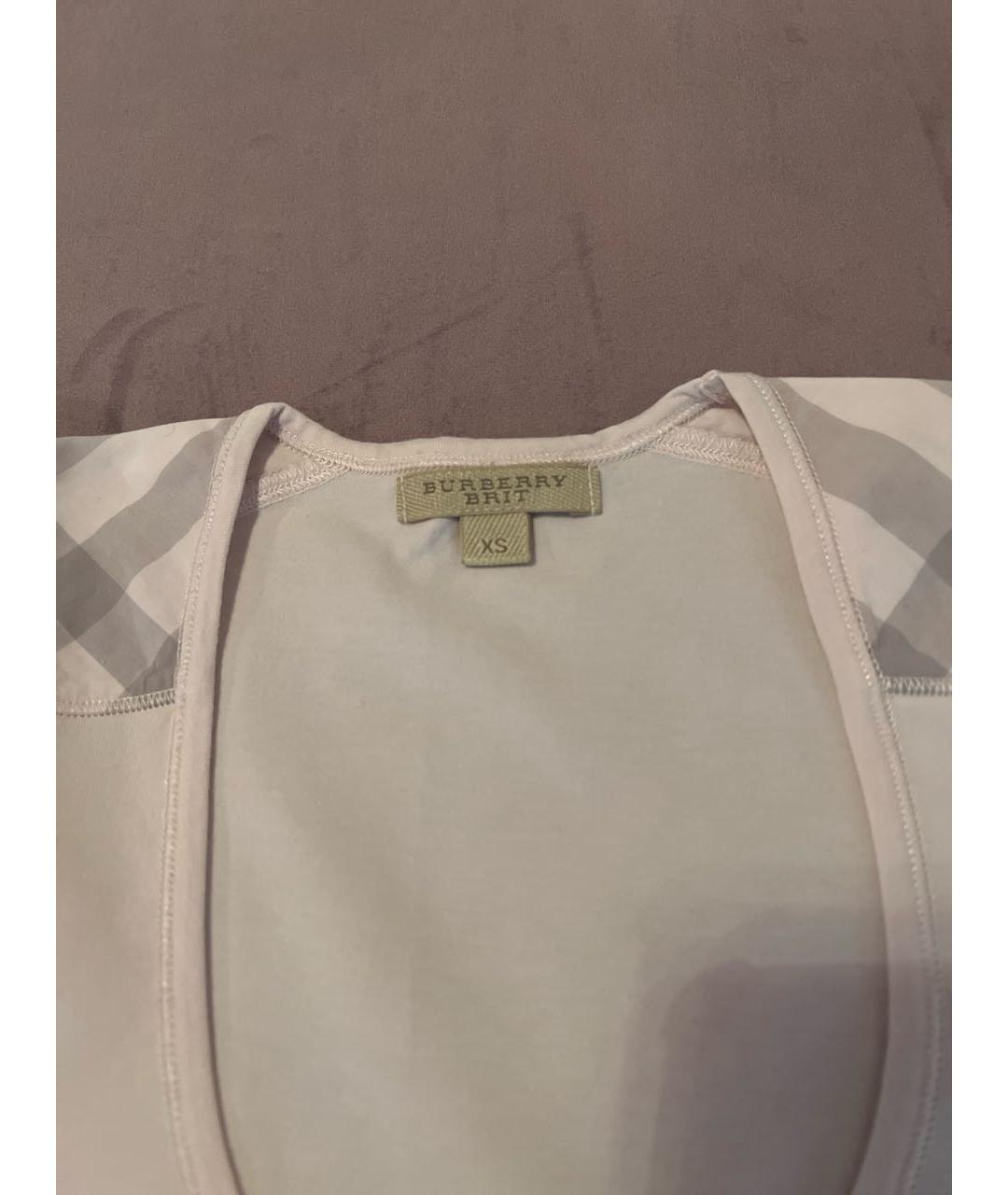 BURBERRY BRIT Розовая хлопко-эластановая футболка, фото 3
