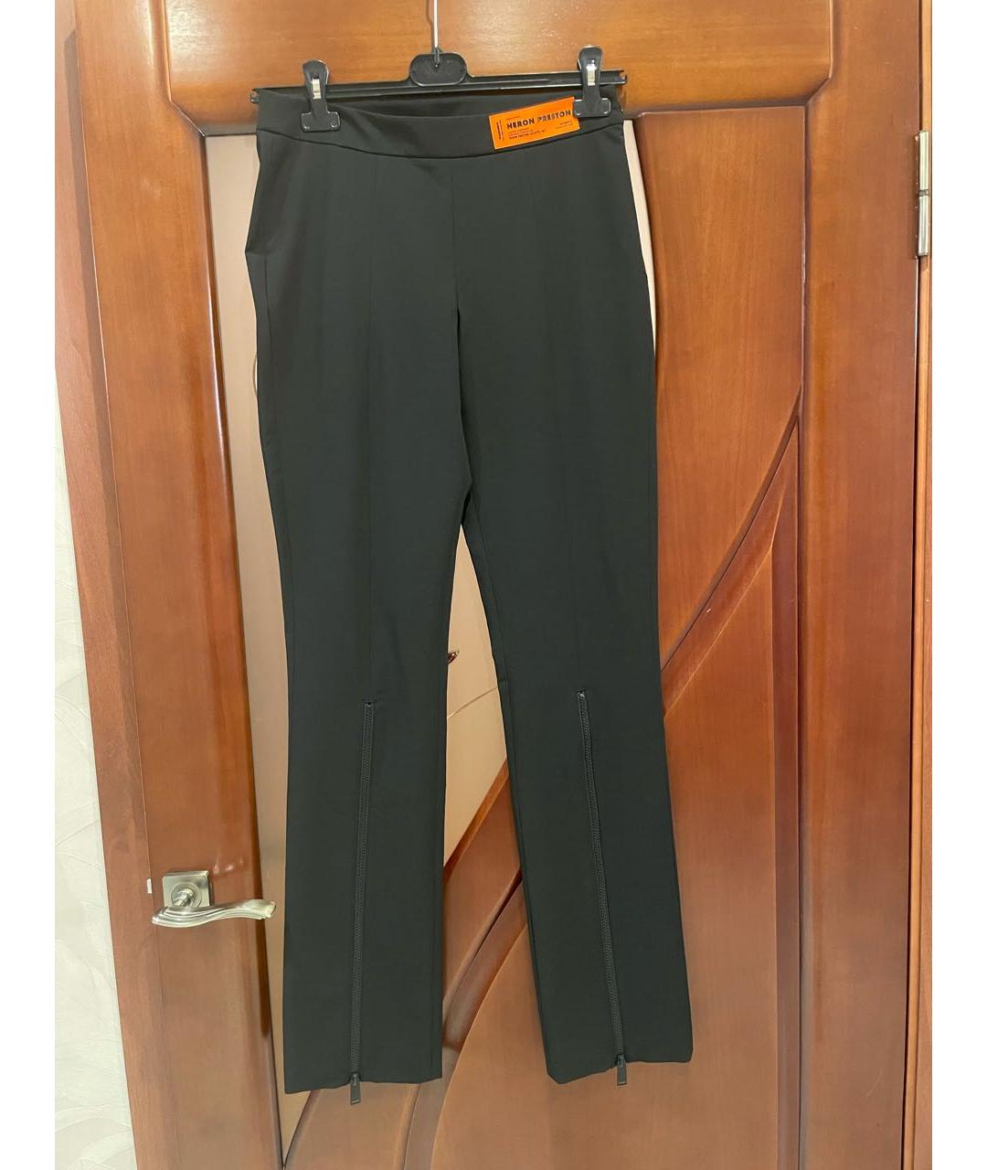 HERON PRESTON Черные полиэстеровые прямые брюки, фото 6