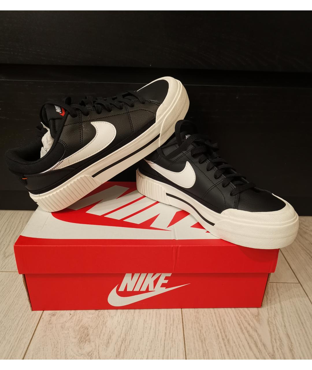 NIKE Черные кожаные кеды, фото 5