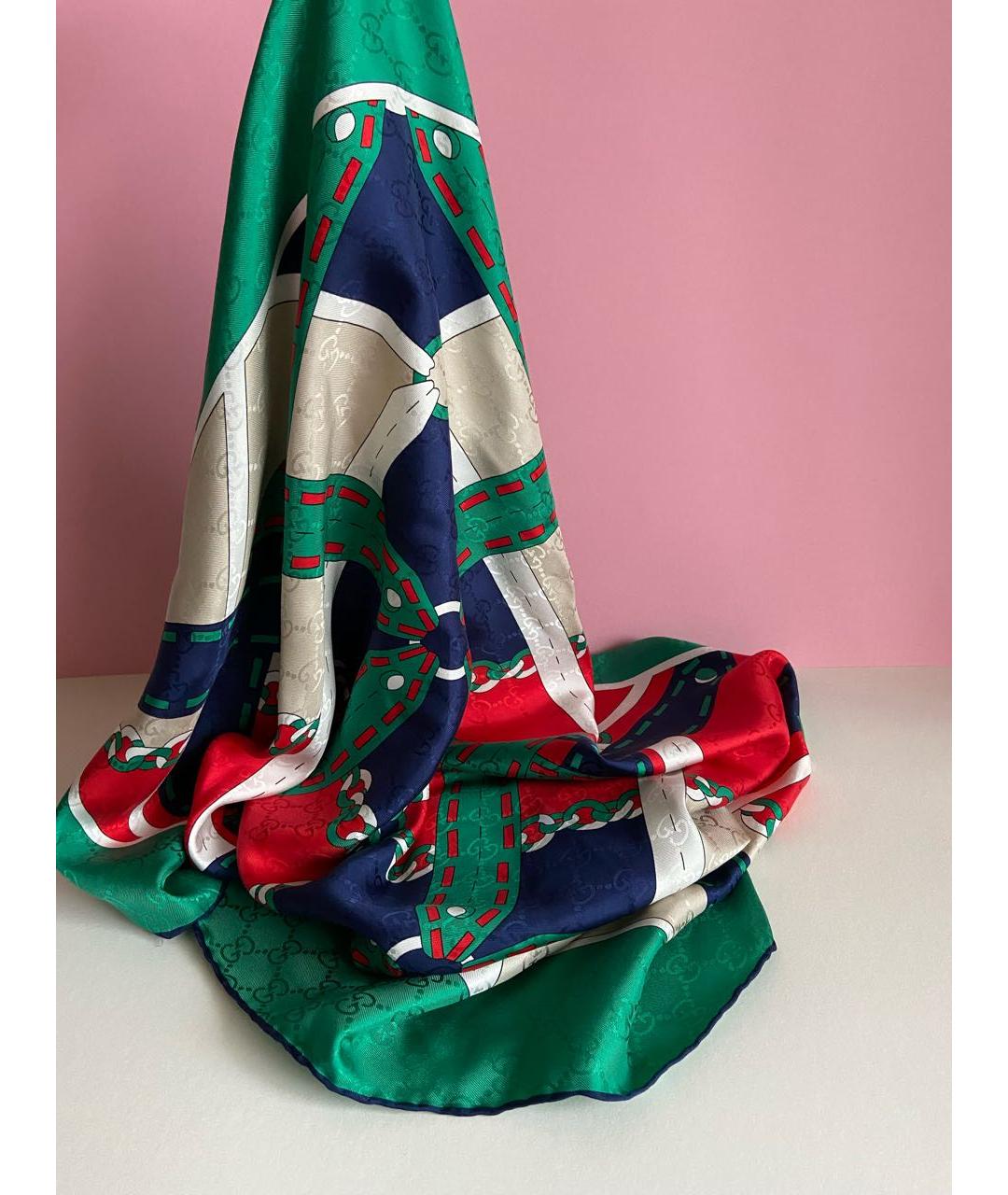 GUCCI Зеленый шелковый платок, фото 5