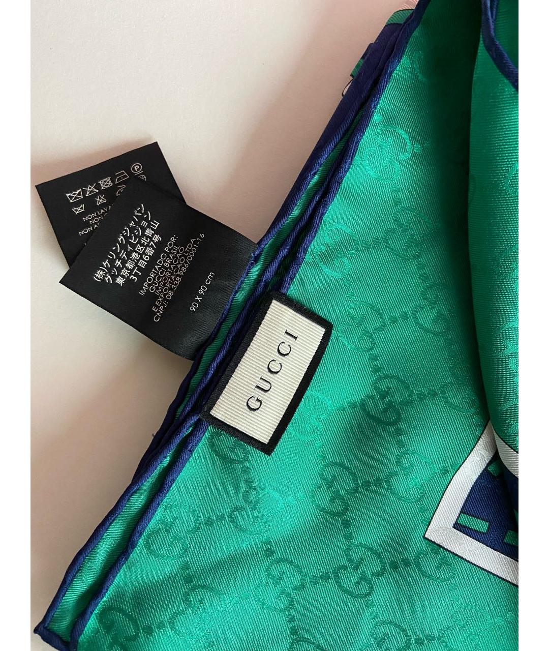 GUCCI Зеленый шелковый платок, фото 3