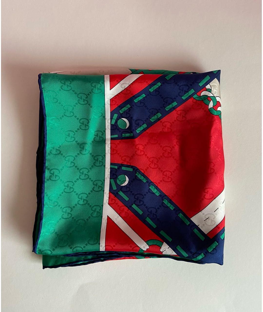 GUCCI Зеленый шелковый платок, фото 2