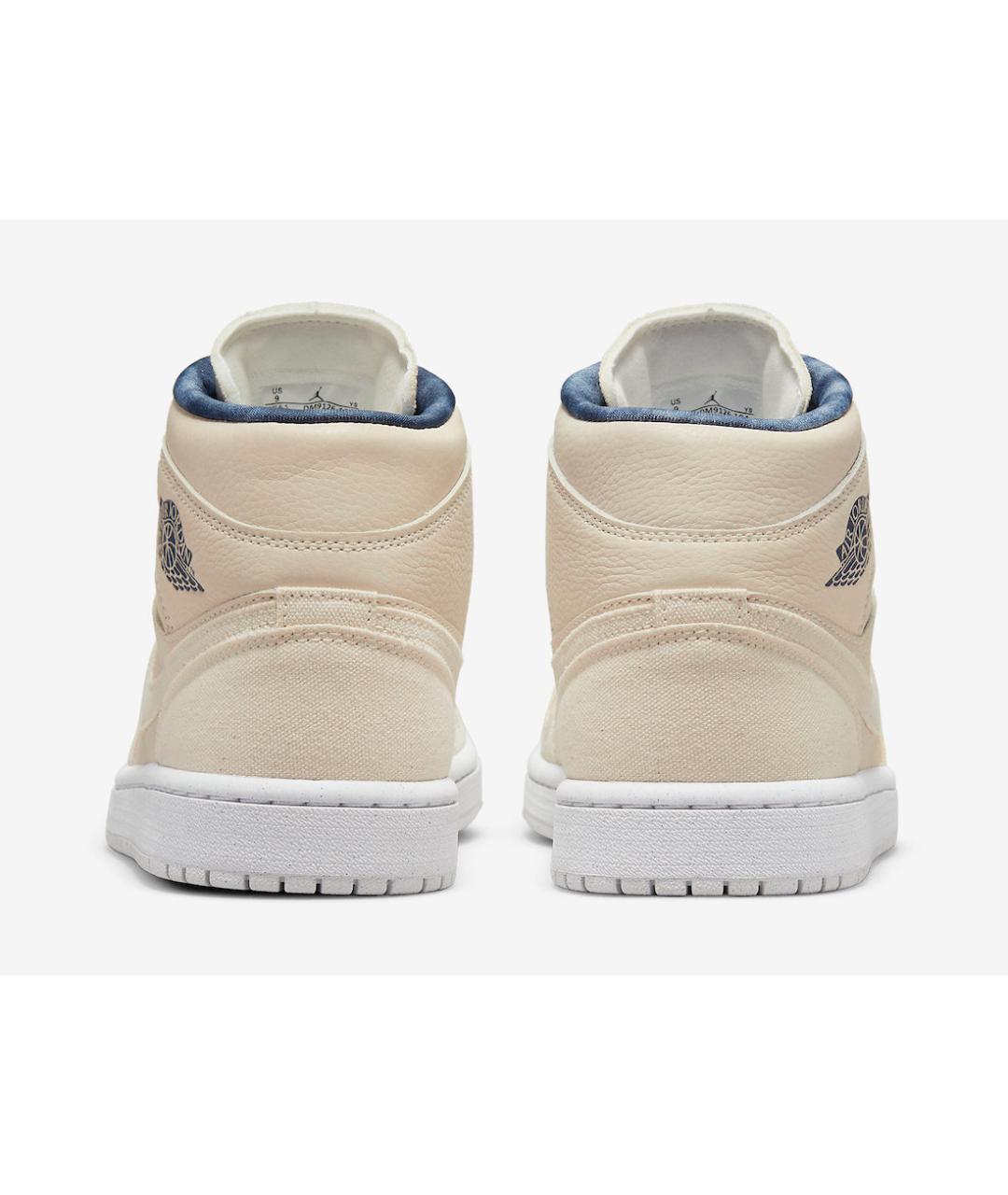 JORDAN Бежевые кожаные высокие кроссовки / кеды, фото 4