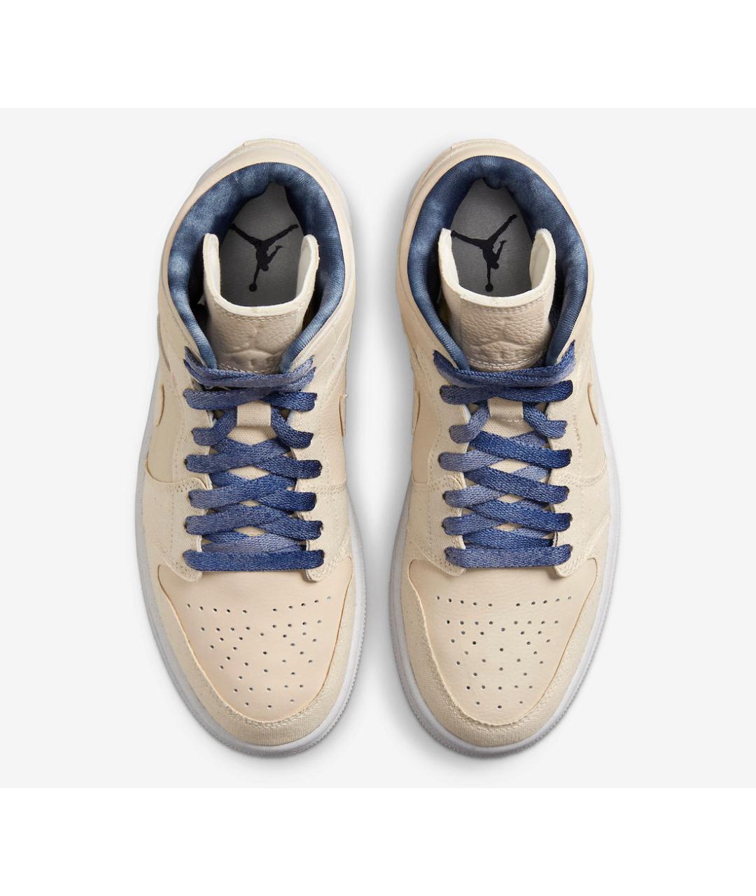 JORDAN Бежевые кожаные высокие кроссовки / кеды, фото 3