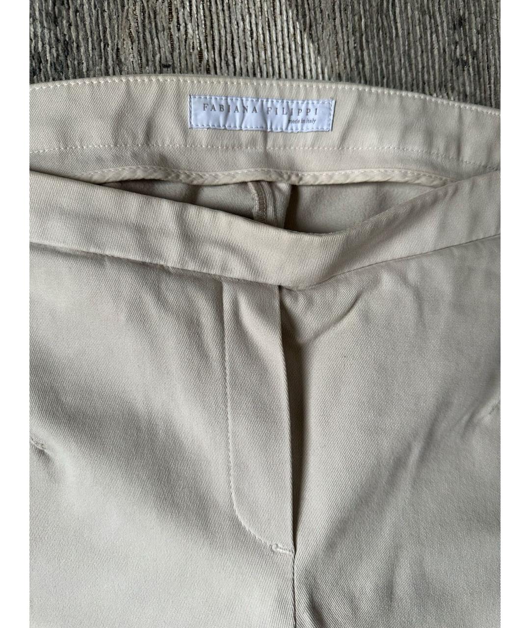 FABIANA FILIPPI Бежевые хлопко-эластановые брюки узкие, фото 2