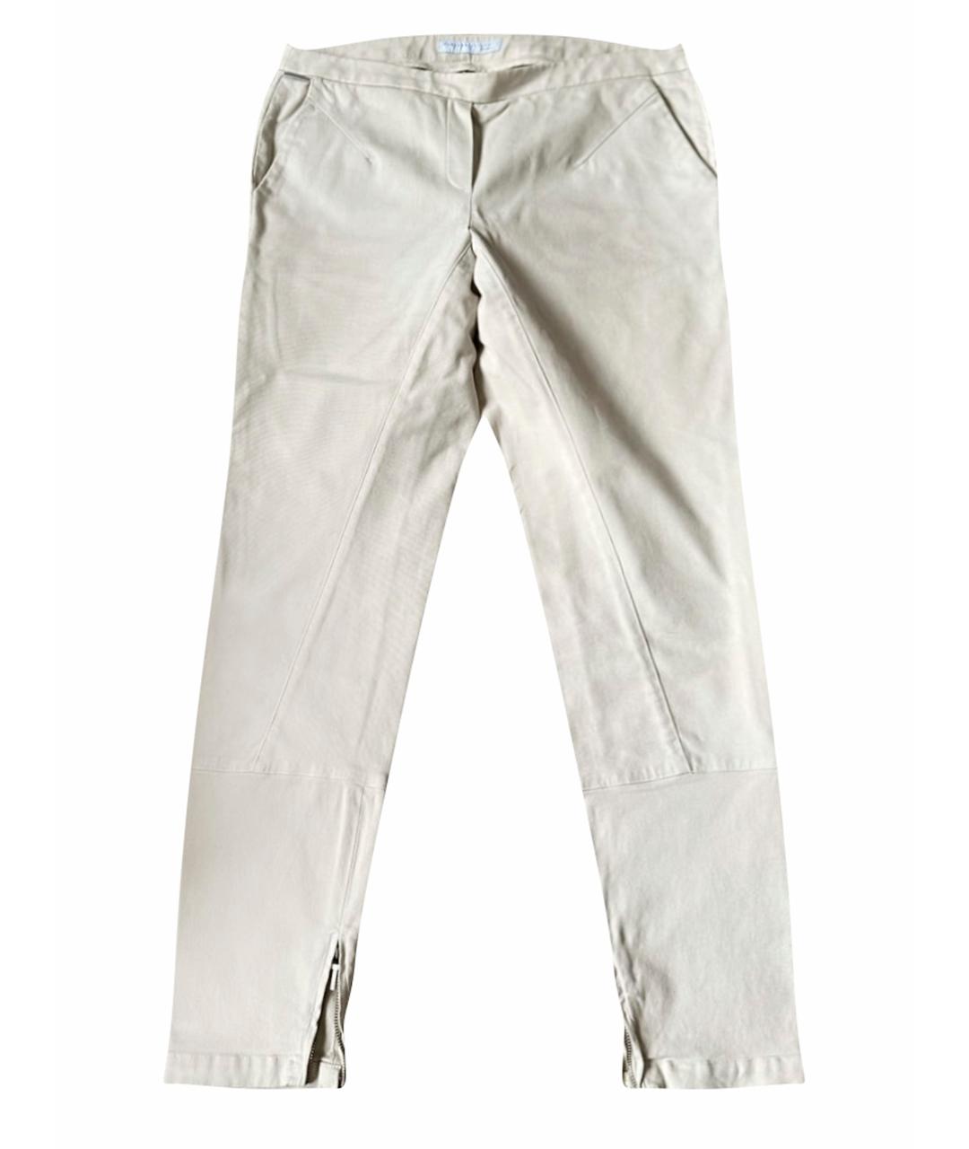 FABIANA FILIPPI Бежевые хлопко-эластановые брюки узкие, фото 1