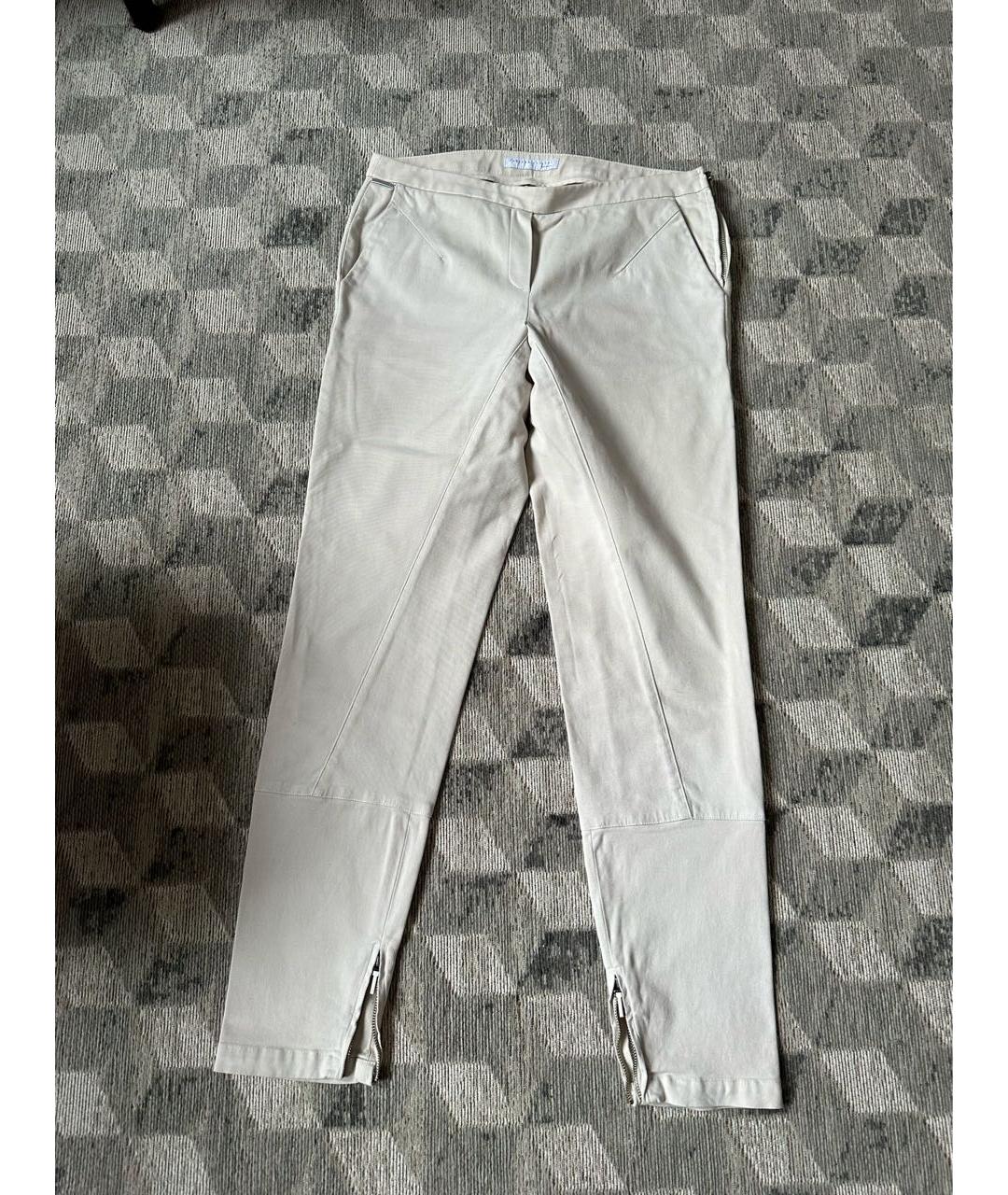 FABIANA FILIPPI Бежевые хлопко-эластановые брюки узкие, фото 9
