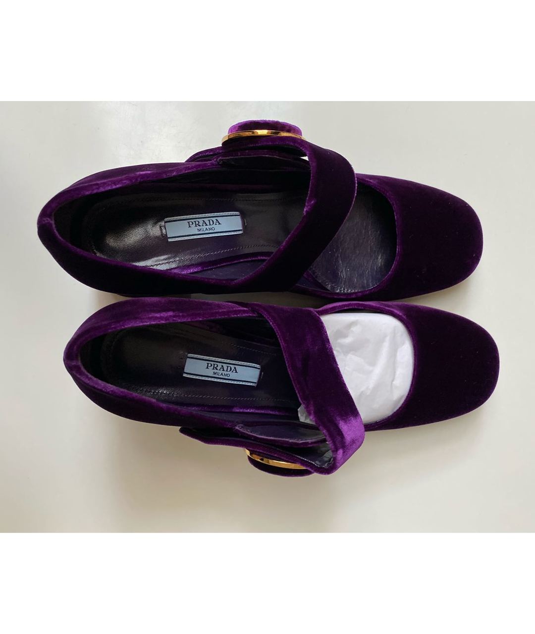 PRADA Фиолетовые бархатные туфли, фото 4