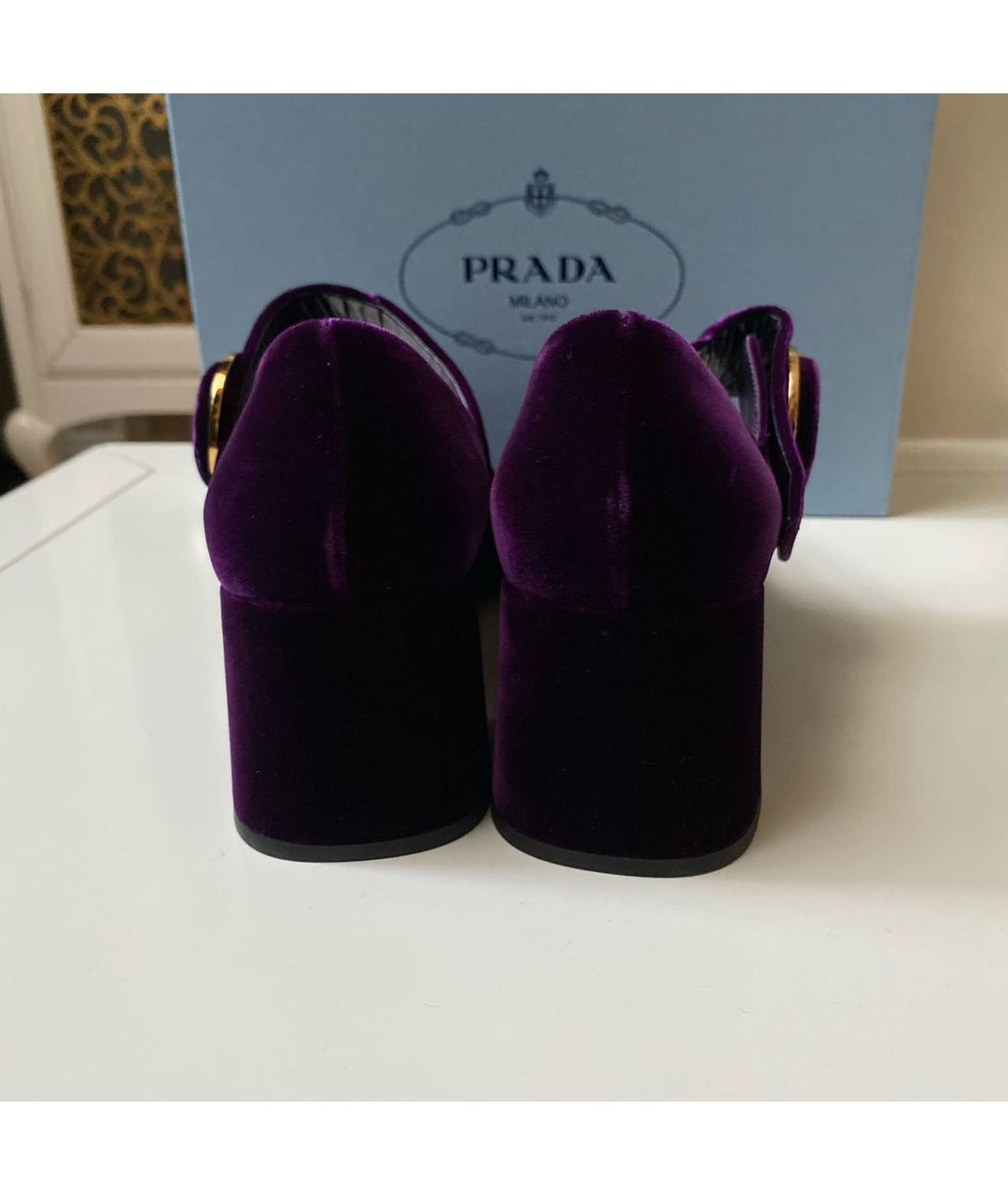 PRADA Фиолетовые бархатные туфли, фото 3