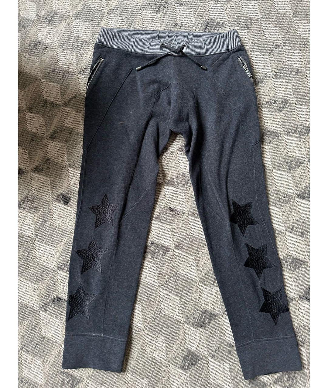 JUST CAVALLI Антрацитовые хлопковые спортивные брюки и шорты, фото 1