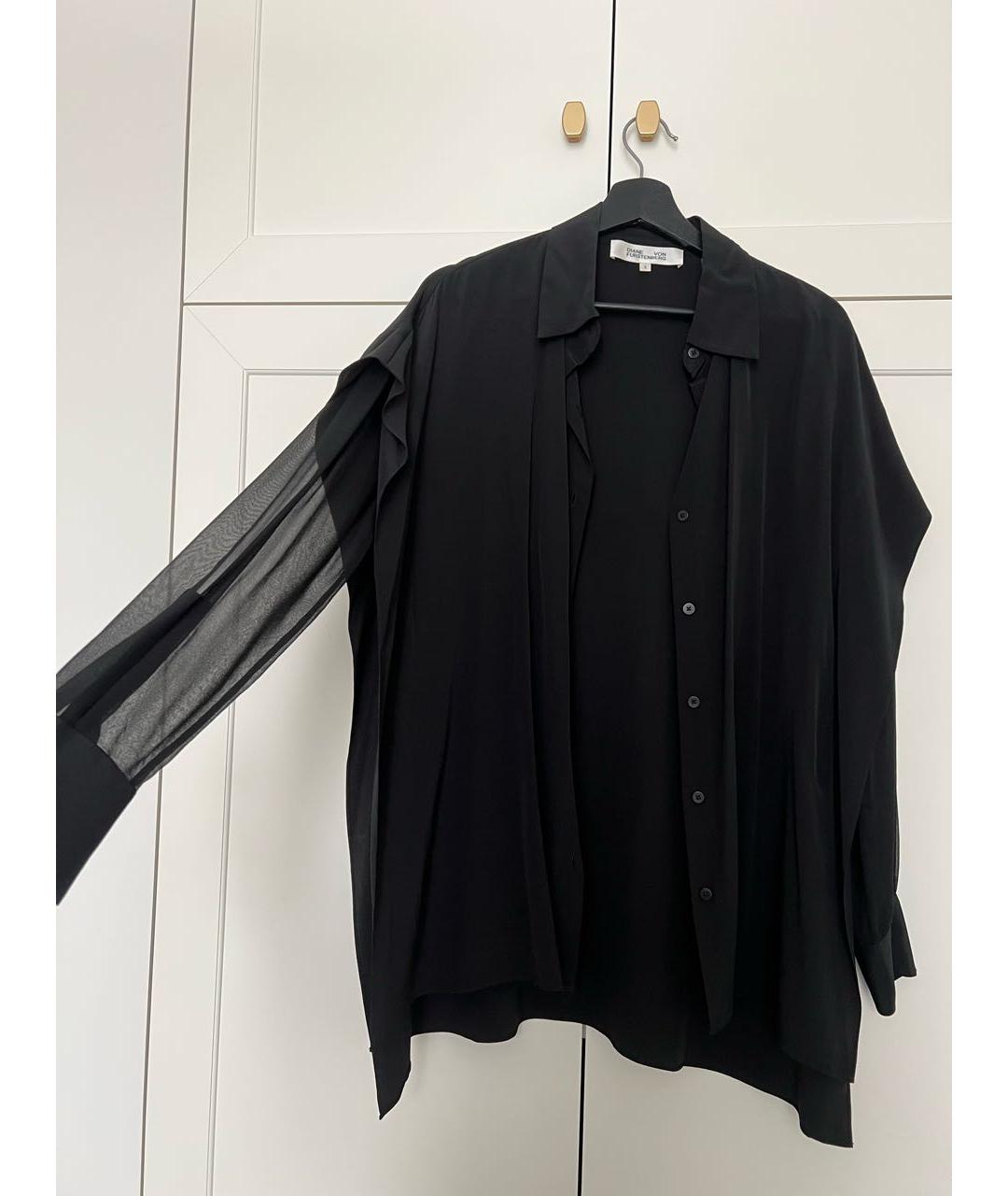 DIANE VON FURSTENBERG Черная шелковая блузы, фото 4