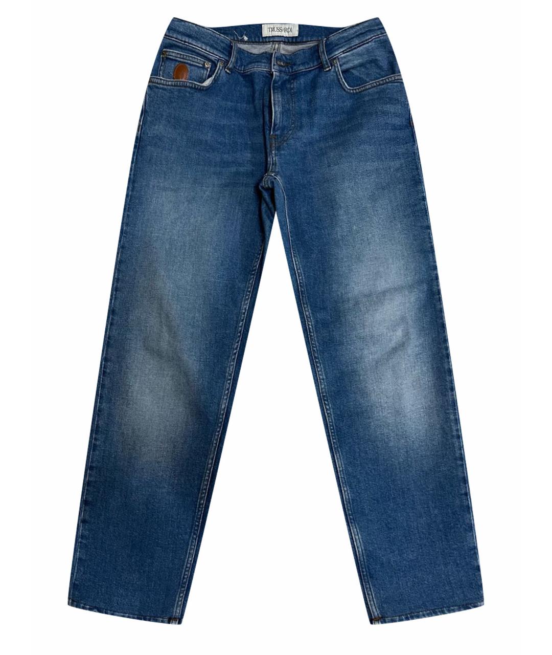 TRUSSARDI Синие хлопковые прямые джинсы, фото 1