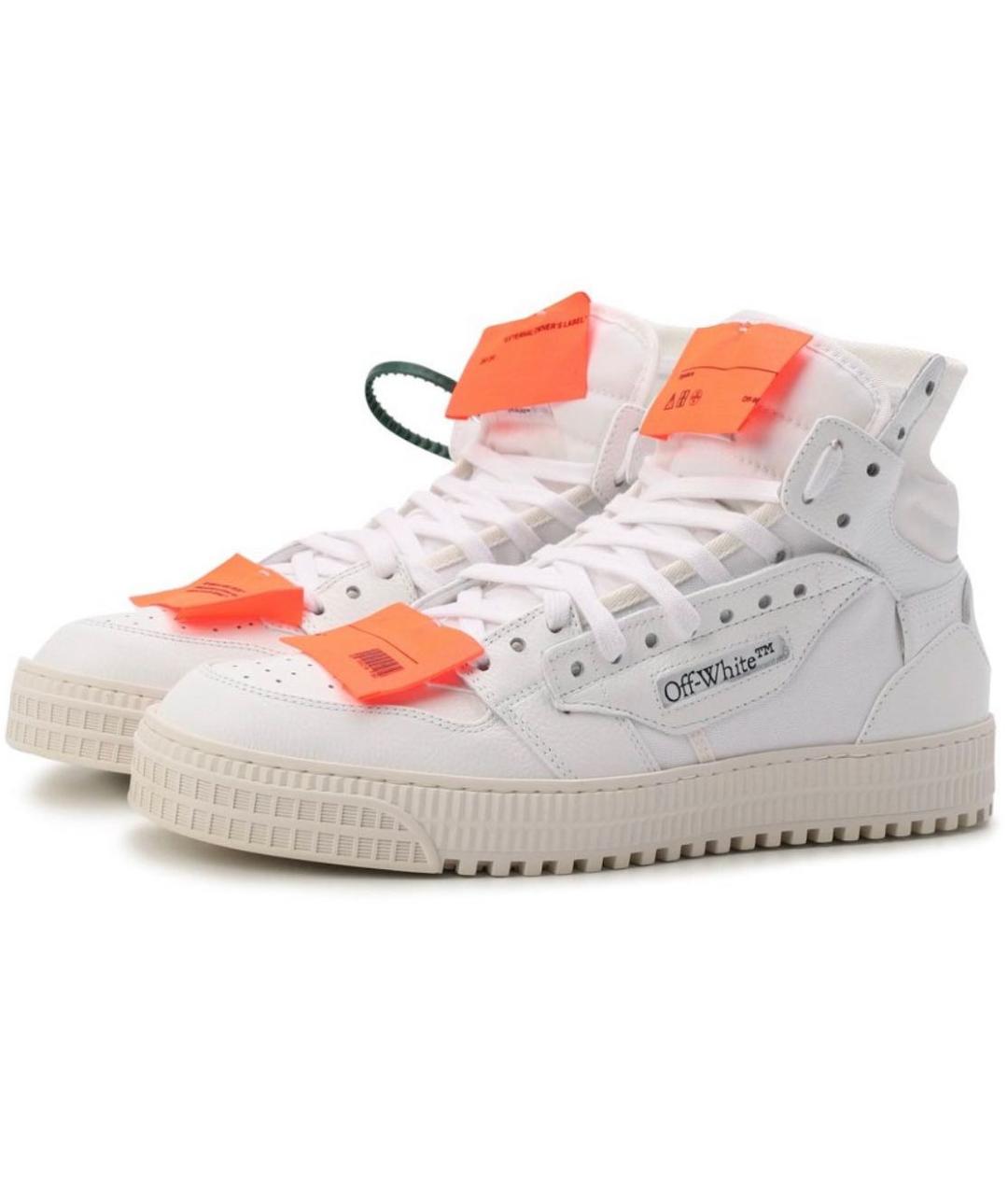 OFF-WHITE Белые кожаные высокие кроссовки / кеды, фото 3