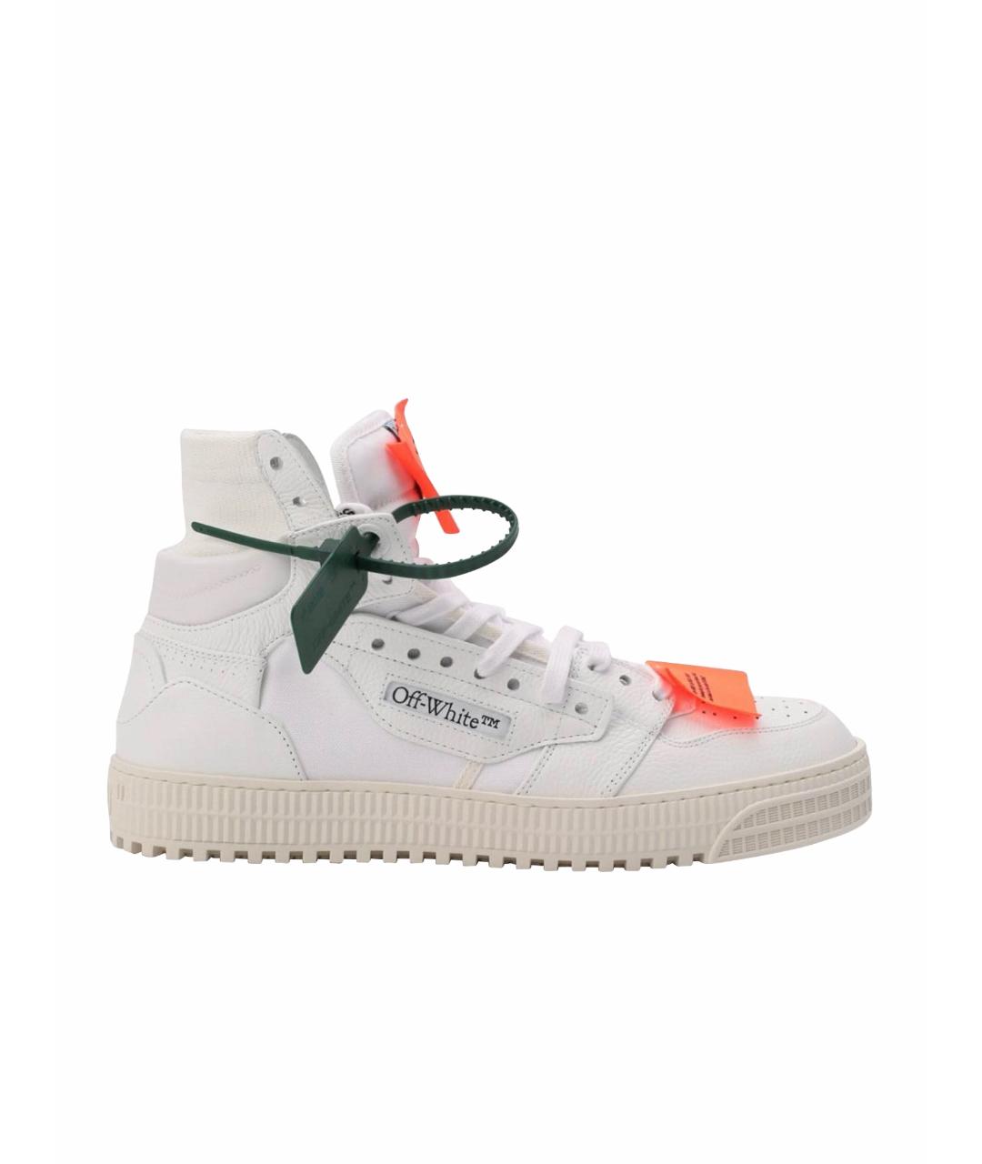 OFF-WHITE Белые кожаные высокие кроссовки / кеды, фото 1