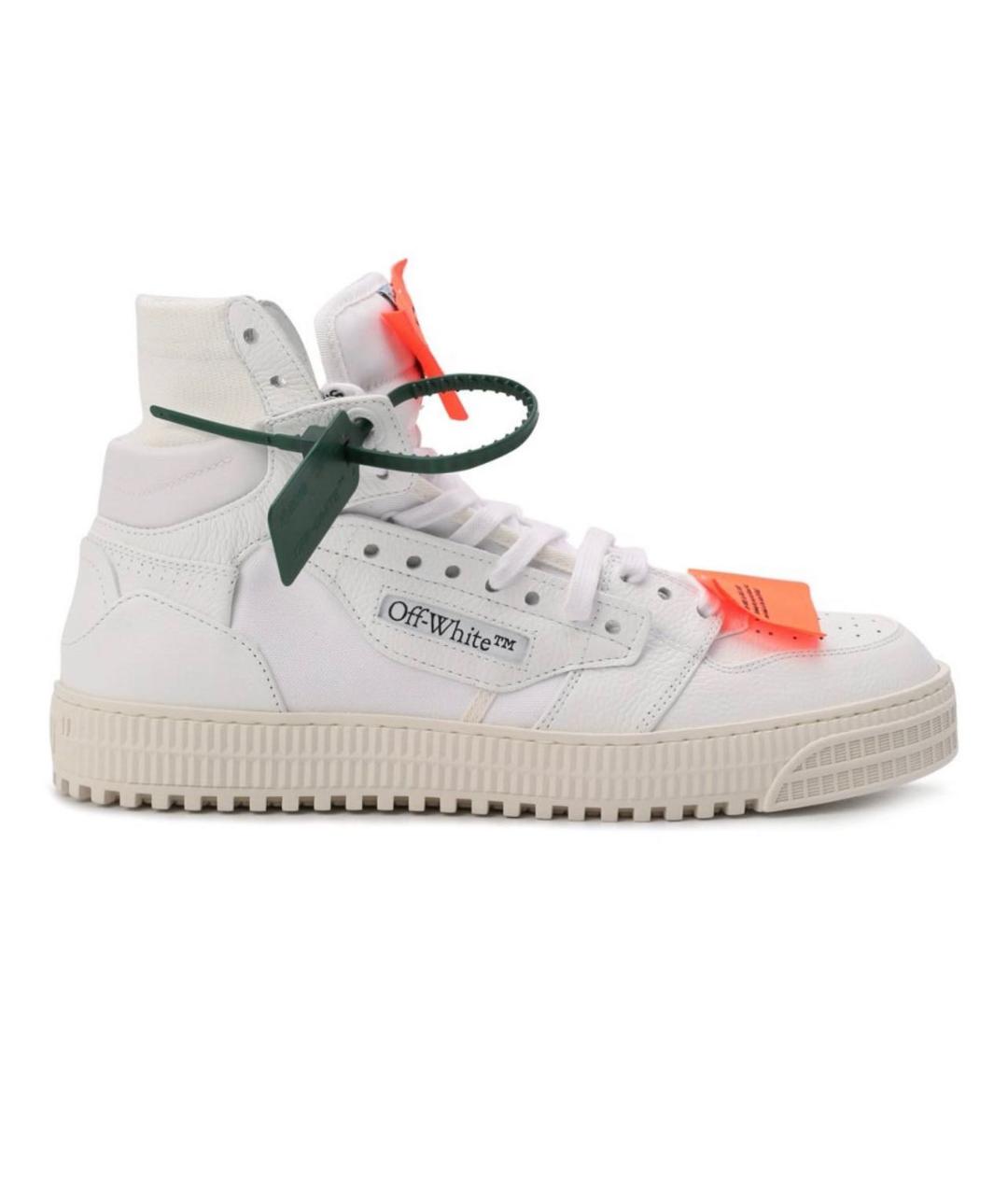 OFF-WHITE Белые кожаные высокие кроссовки / кеды, фото 5