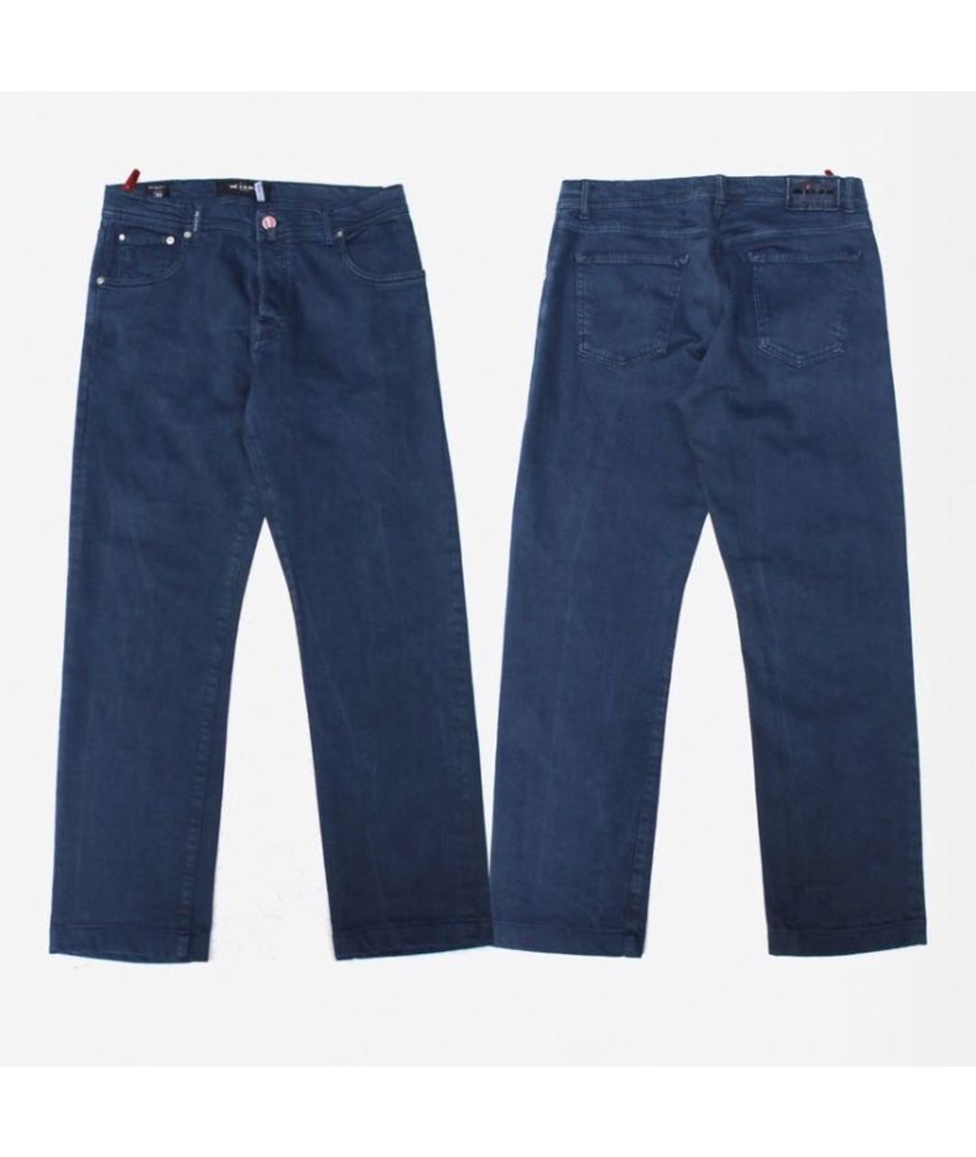 KITON Синие хлопковые прямые джинсы, фото 9