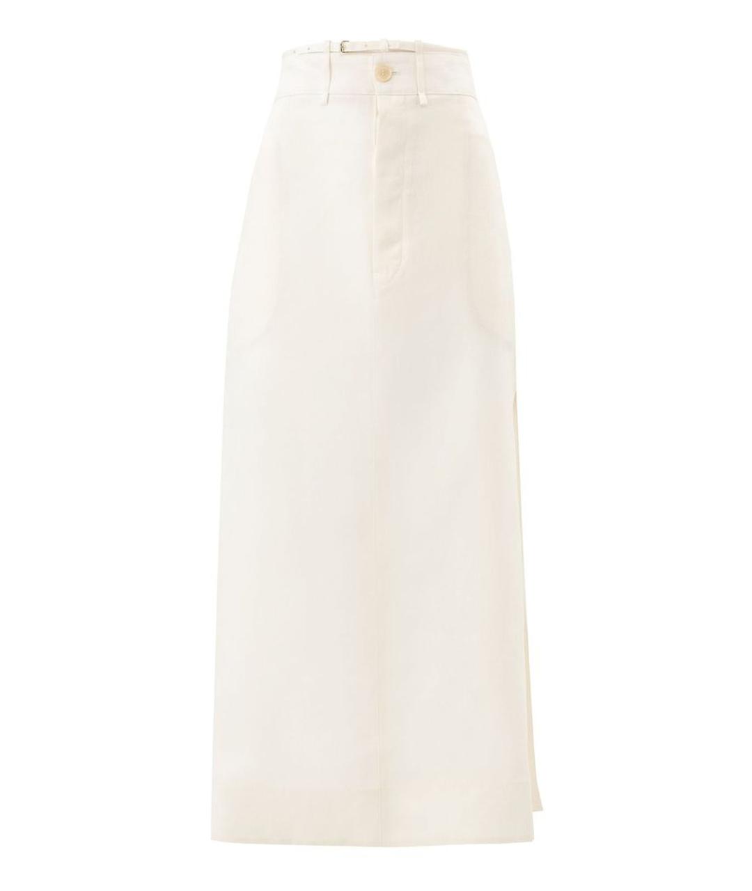 JACQUEMUS Белая льняная юбка макси, фото 5