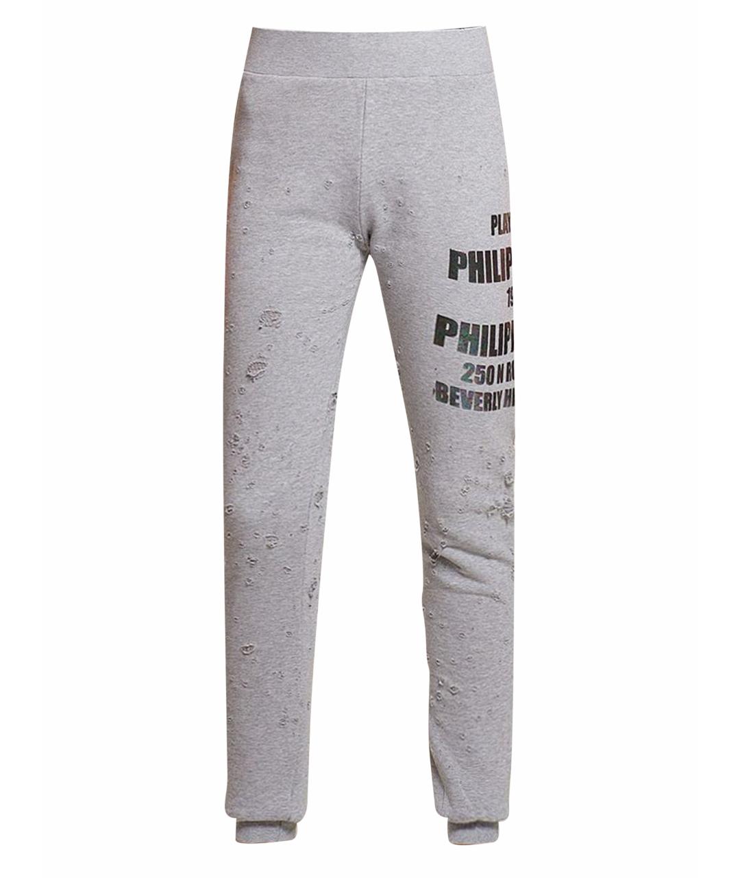 PHILIPP PLEIN Серые хлопковые спортивные брюки и шорты, фото 1