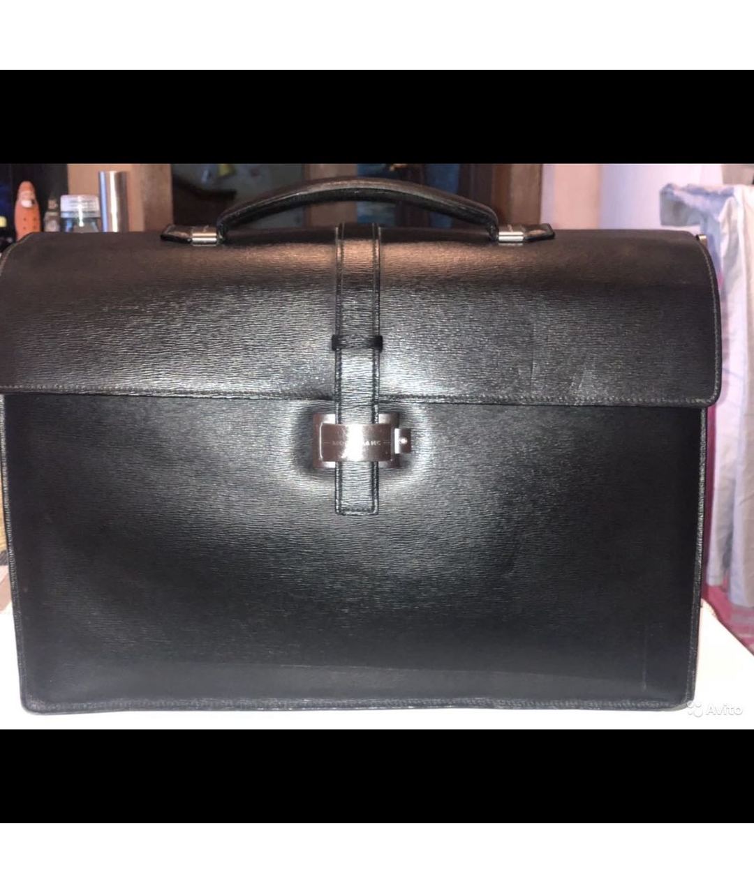 MONTBLANC Черный кожаный портфель, фото 6