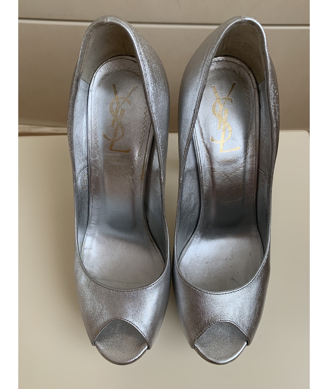 SAINT LAURENT Серебряные кожаные туфли, фото 2