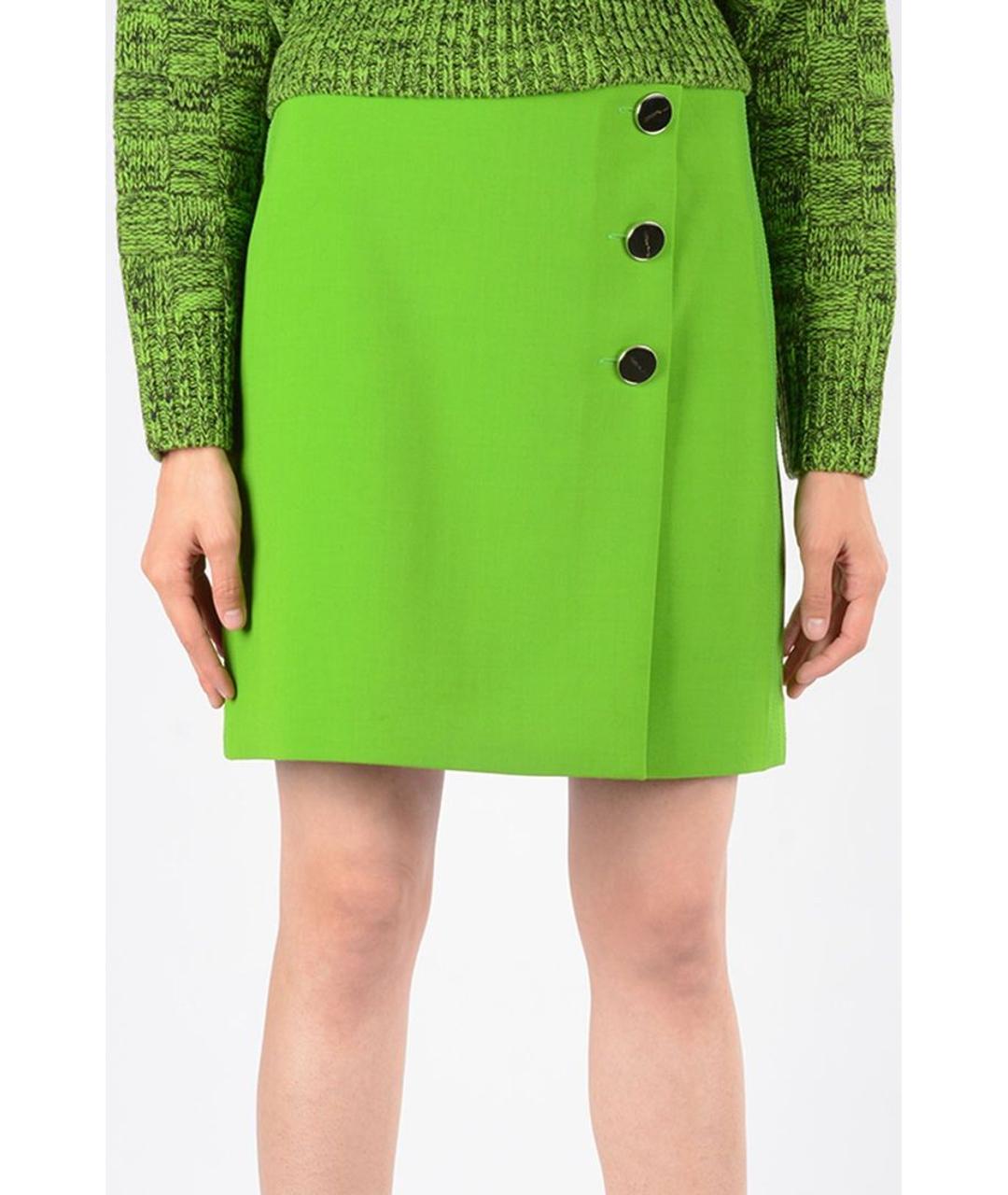 VICTORIA VICTORIA BECKHAM Зеленая синтетическая юбка мини, фото 4