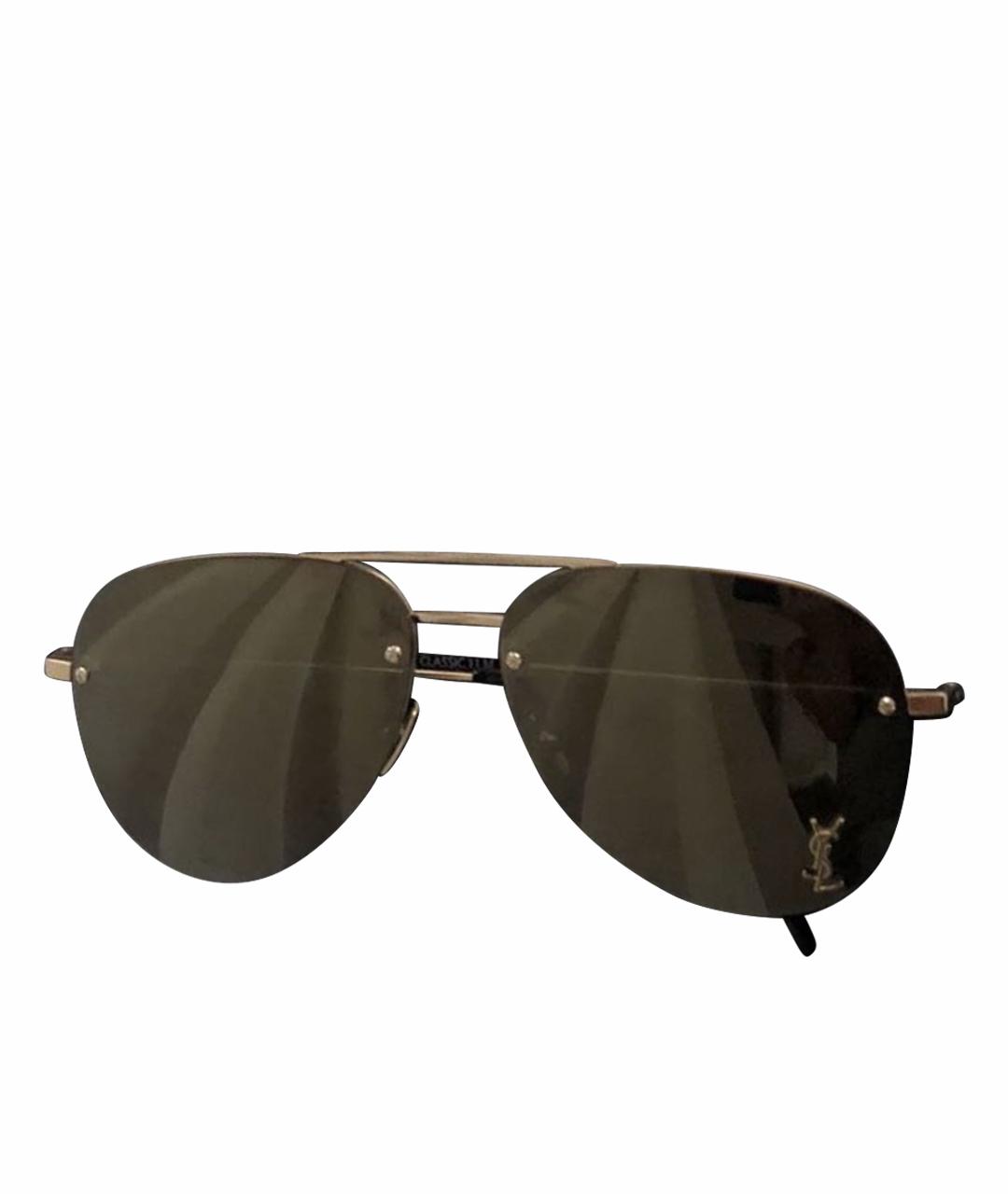 SAINT LAURENT Золотые металлические солнцезащитные очки, фото 1