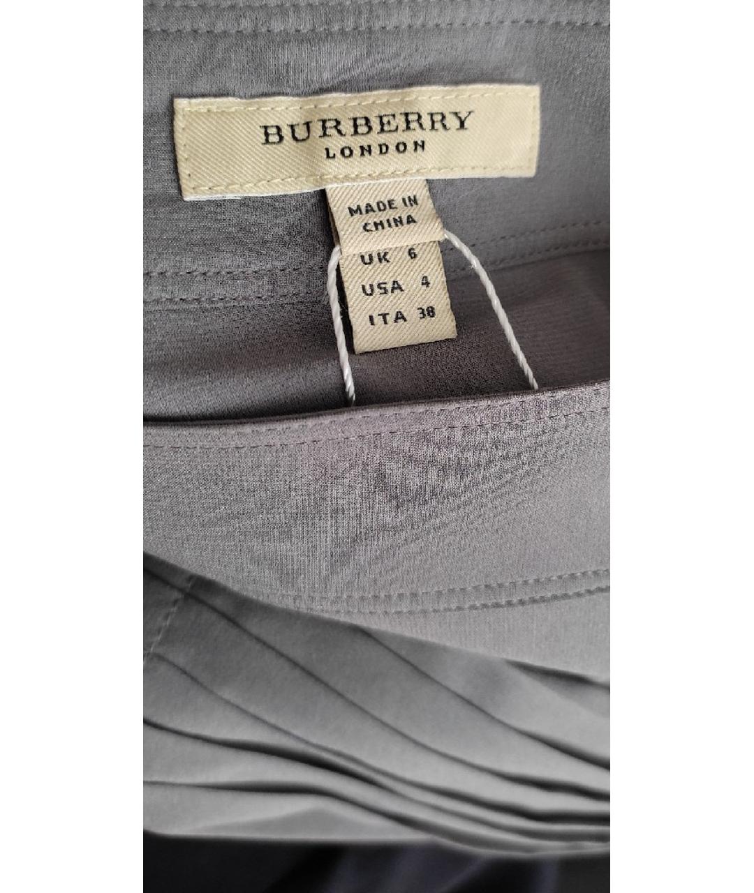 BURBERRY Серая шелковая юбка мини, фото 3