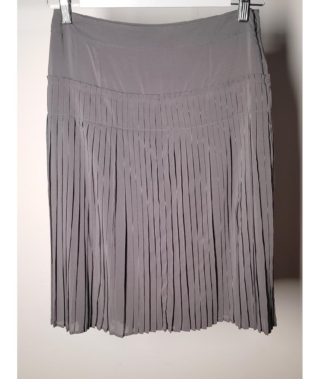 BURBERRY Серая шелковая юбка мини, фото 6
