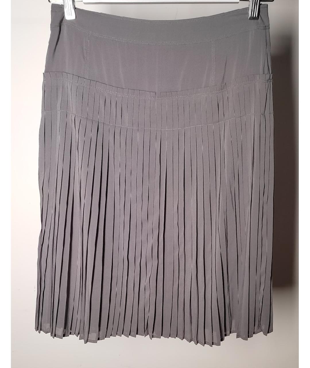 BURBERRY Серая шелковая юбка мини, фото 2