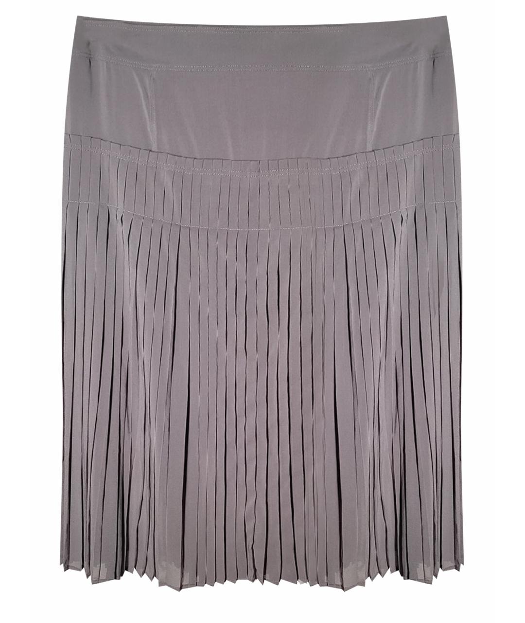 BURBERRY Серая шелковая юбка мини, фото 1