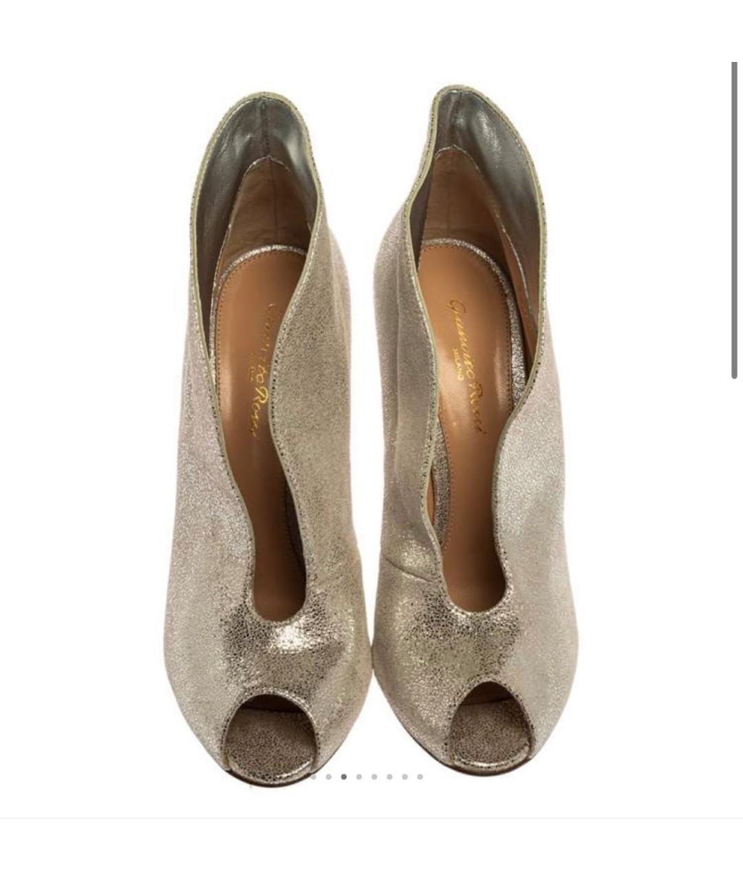 GIANVITO ROSSI Золотые кожаные босоножки, фото 2