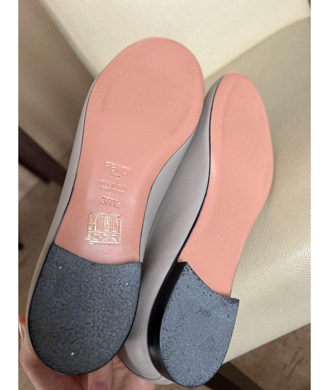 FENDI Серые кожаные балетки, фото 6