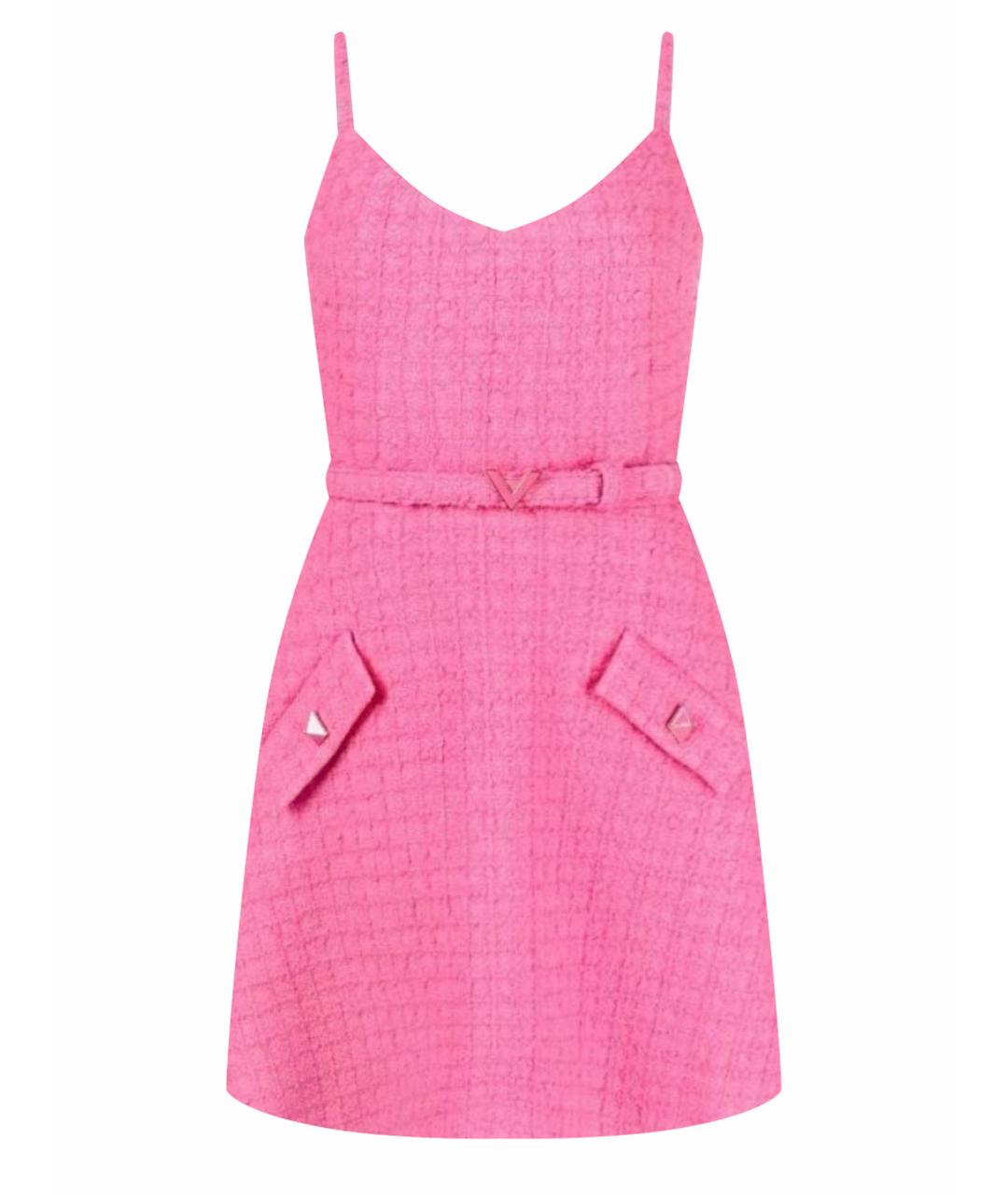 VALENTINO Розовое твидовое повседневное платье, фото 1
