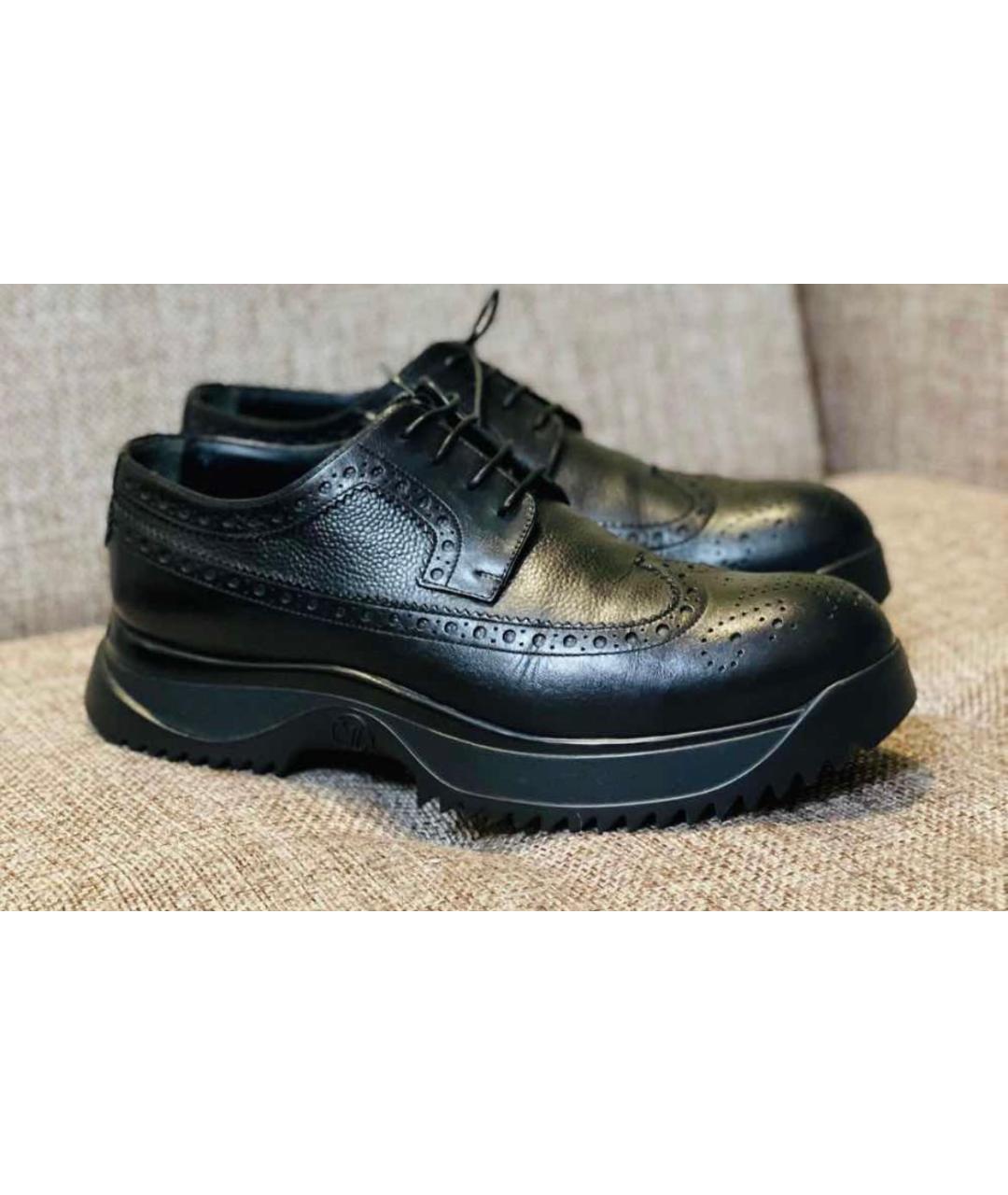 LOUIS VUITTON PRE-OWNED Черные кожаные низкие ботинки, фото 4