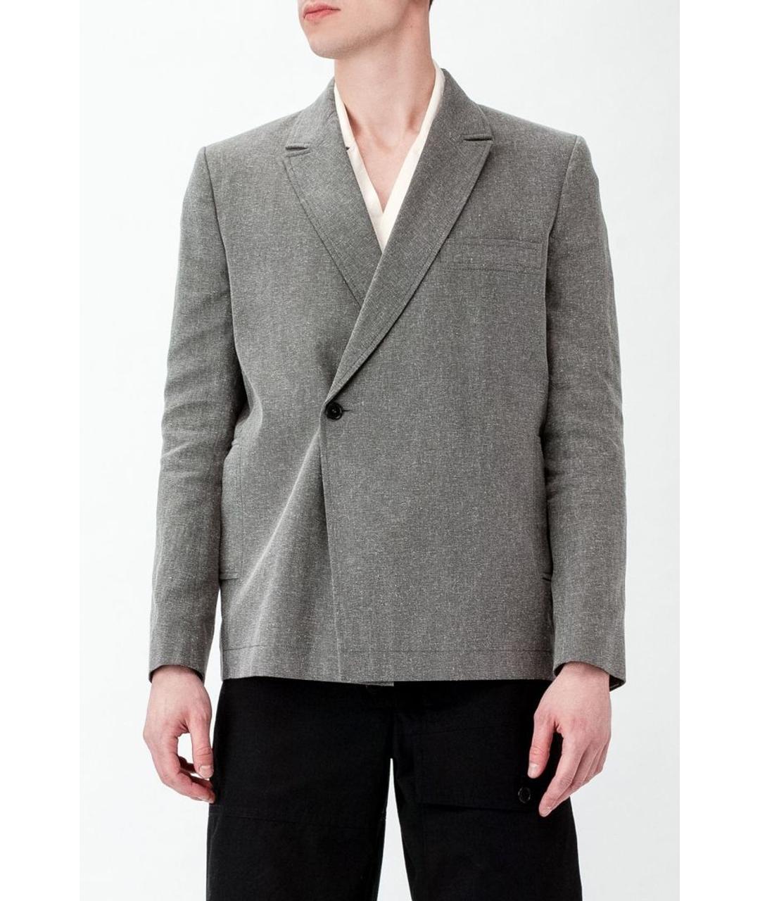 JACQUEMUS Серый льняной пиджак, фото 4