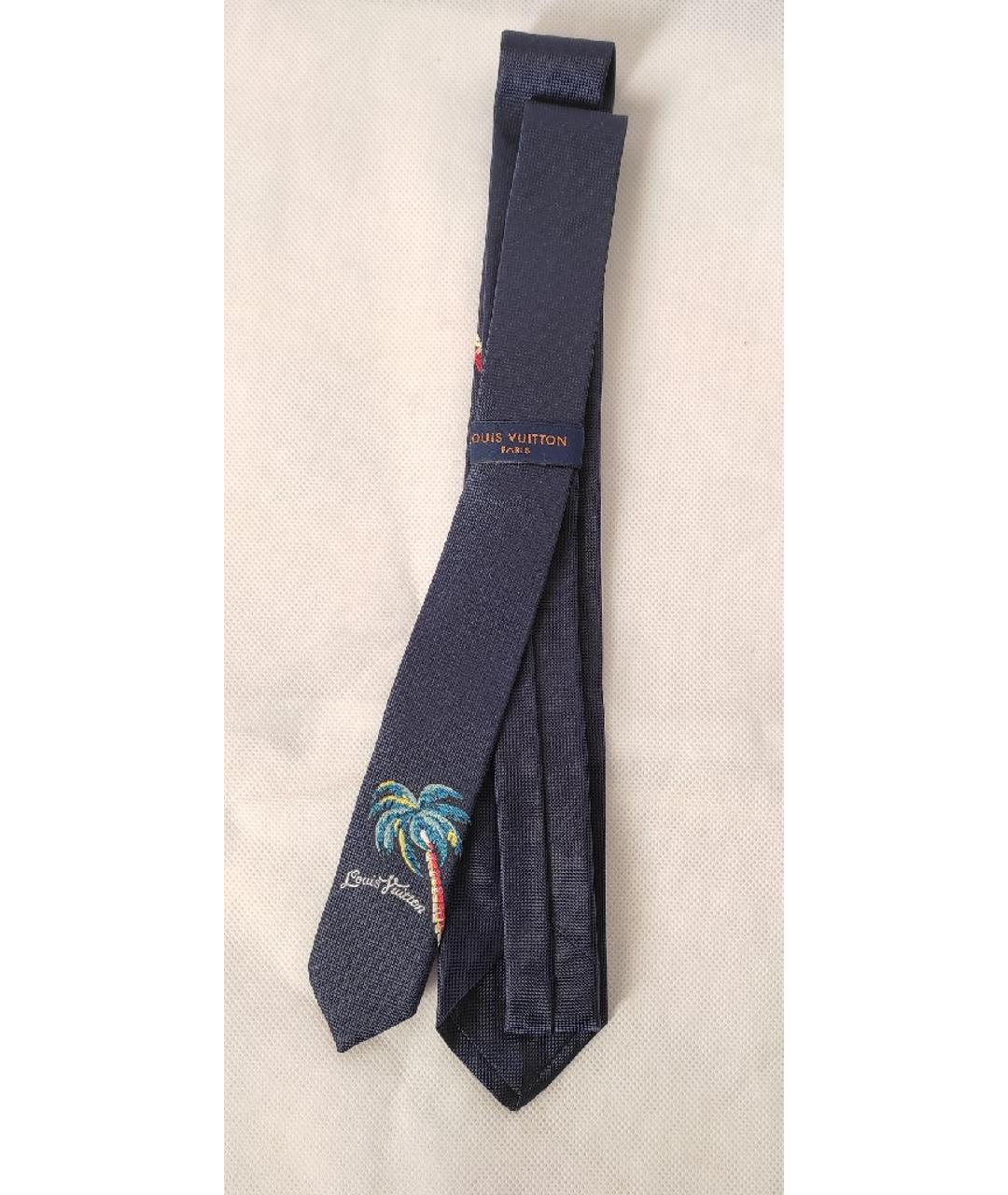 LOUIS VUITTON PRE-OWNED Темно-синий шелковый галстук, фото 3