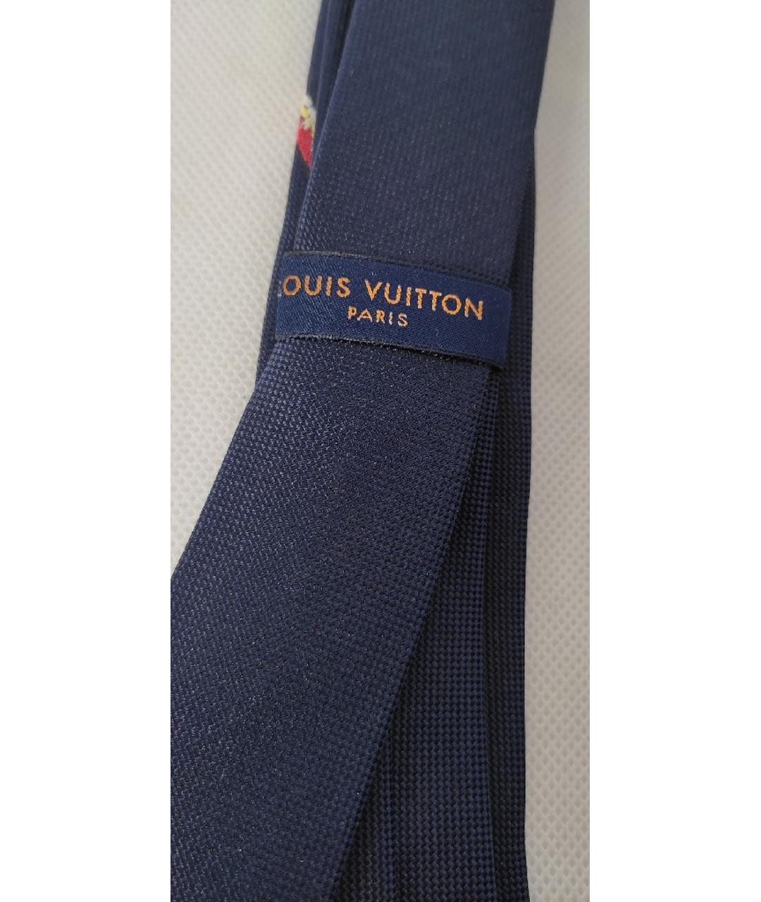 LOUIS VUITTON Темно-синий шелковый галстук, фото 5
