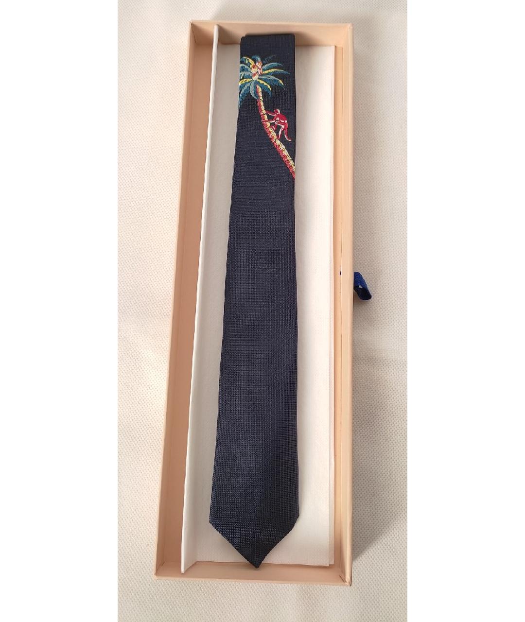 LOUIS VUITTON PRE-OWNED Темно-синий шелковый галстук, фото 8