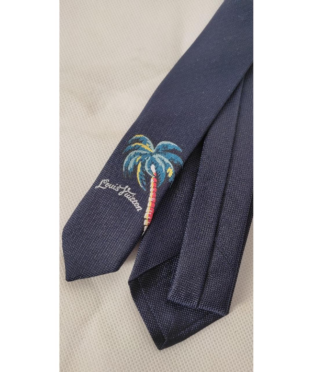 LOUIS VUITTON PRE-OWNED Темно-синий шелковый галстук, фото 4