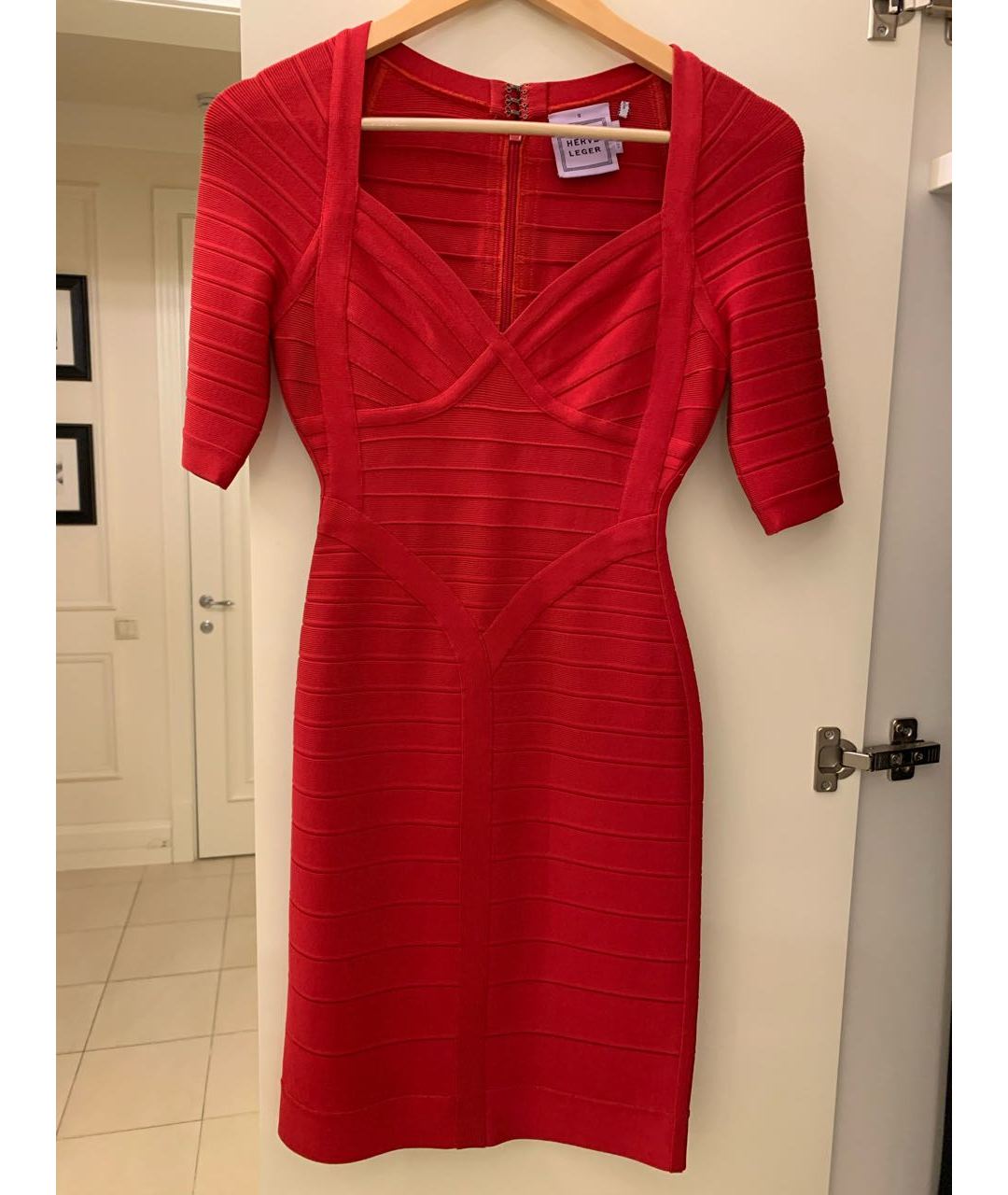 HERVE LEGER Красное вискозное вечернее платье, фото 5