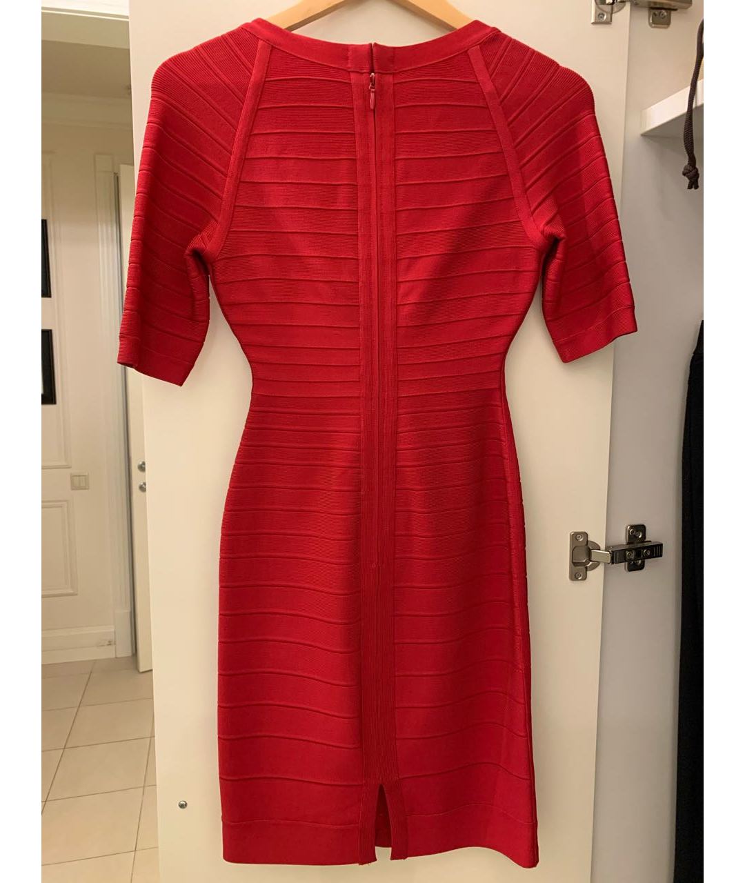 HERVE LEGER Красное вискозное вечернее платье, фото 4