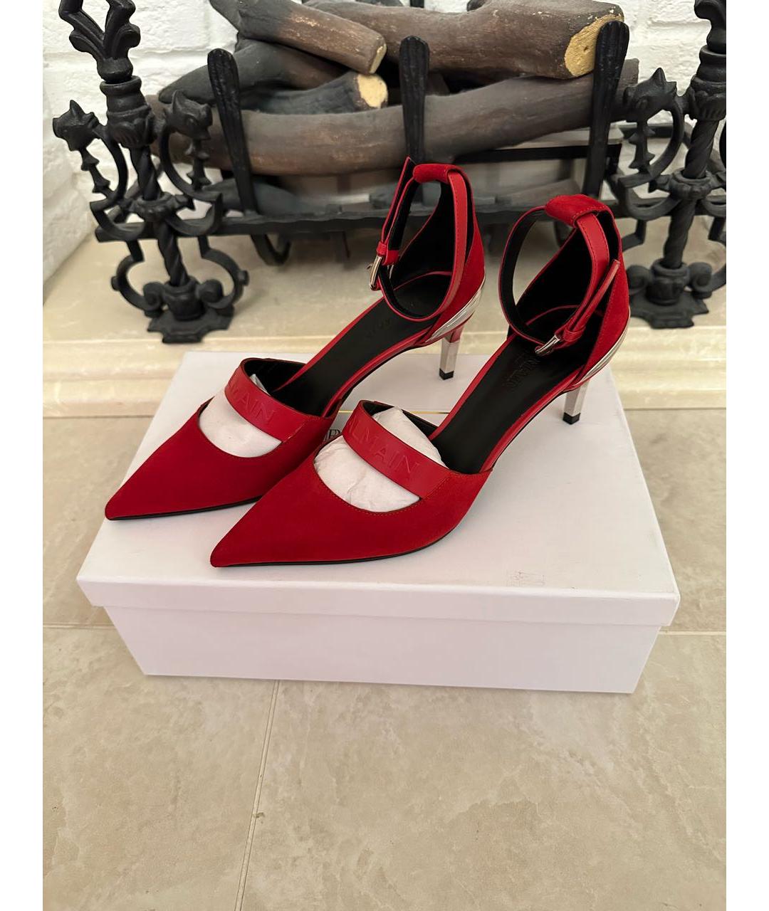 BALMAIN Красные замшевые туфли, фото 3