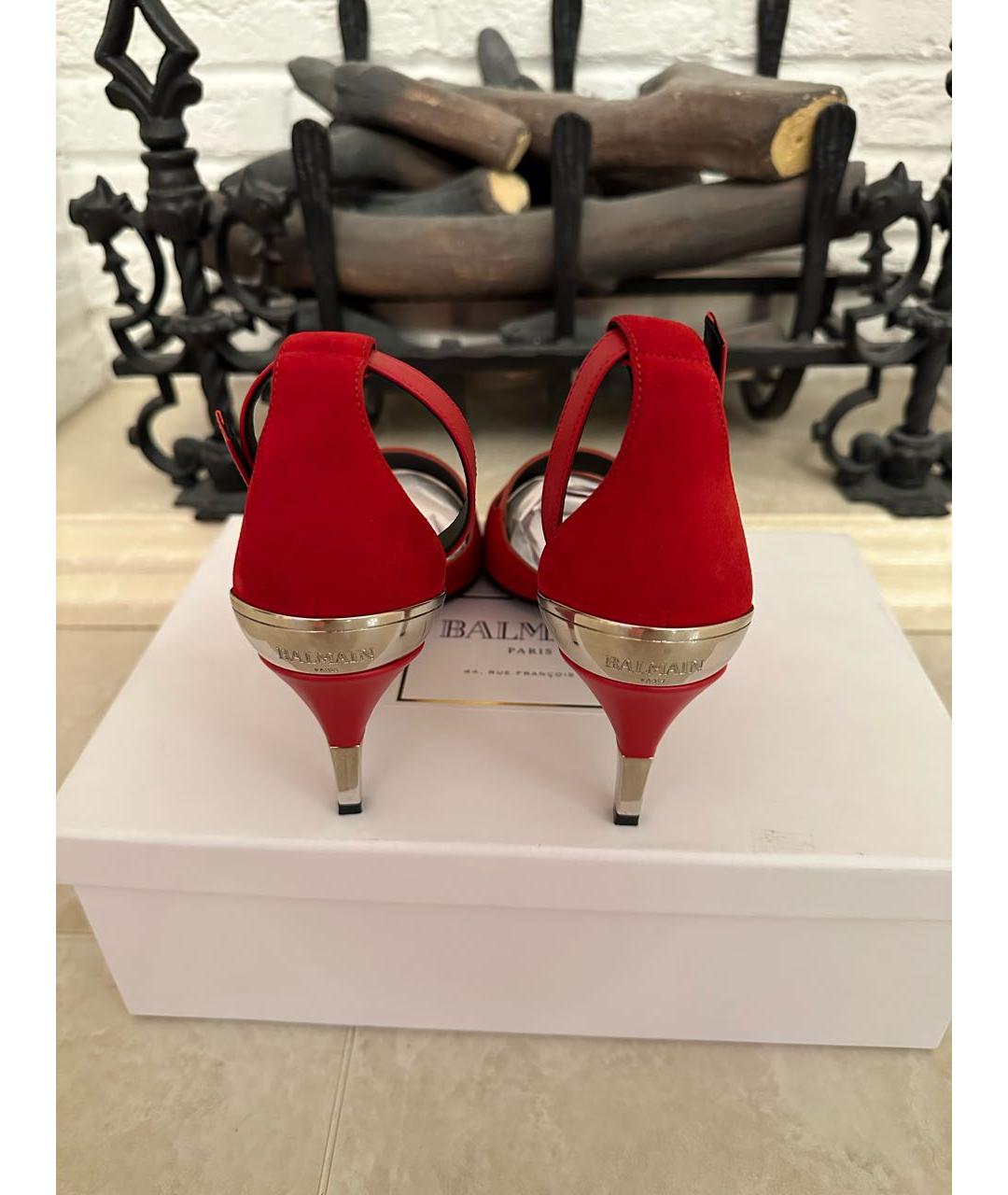 BALMAIN Красные замшевые туфли, фото 6