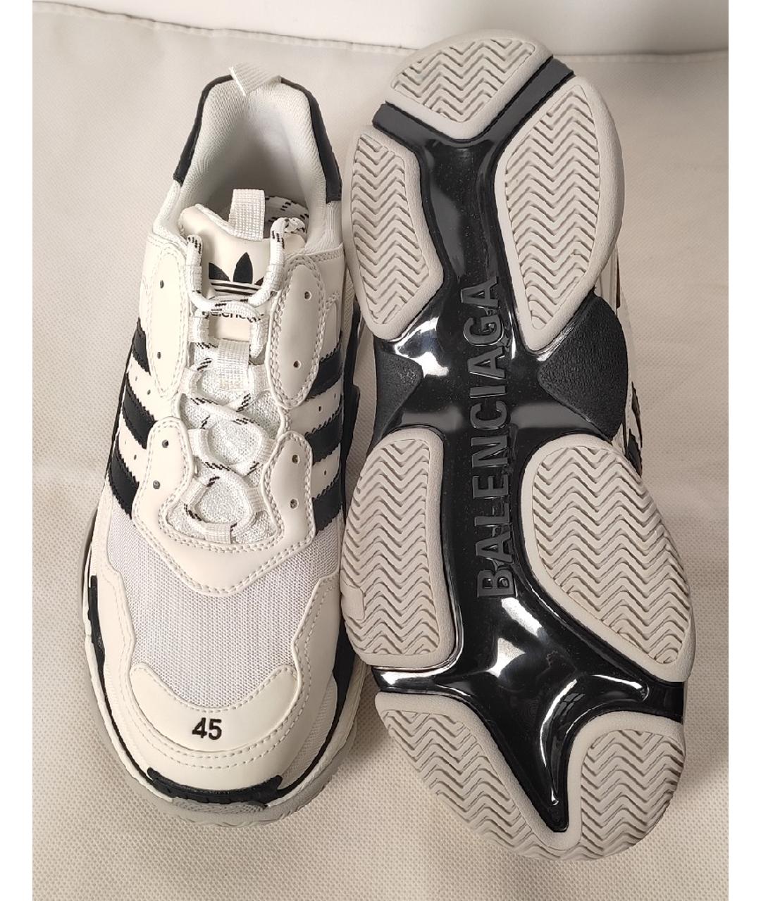 BALENCIAGA Белые кожаные низкие кроссовки / кеды, фото 4