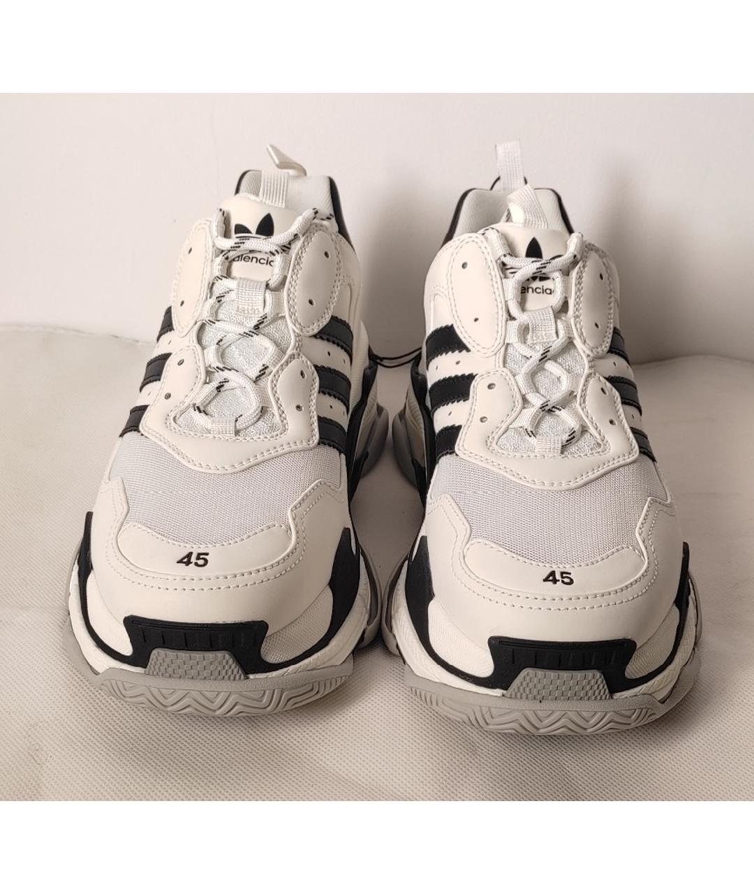 BALENCIAGA Белые кожаные низкие кроссовки / кеды, фото 2
